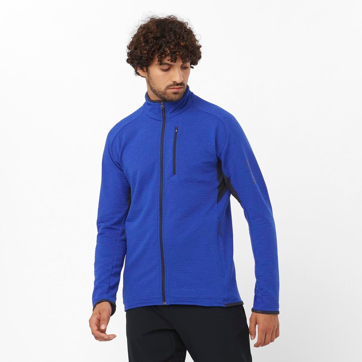 パーマン Salomon Essential Lightwarm Erkek Tam Fermuar Polar - Mavi