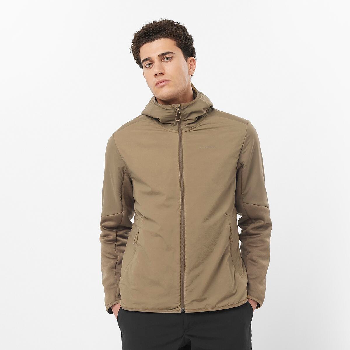 Salomon Outline Hybrid Warm Erkek Kapüşonlu Polar - Kahve