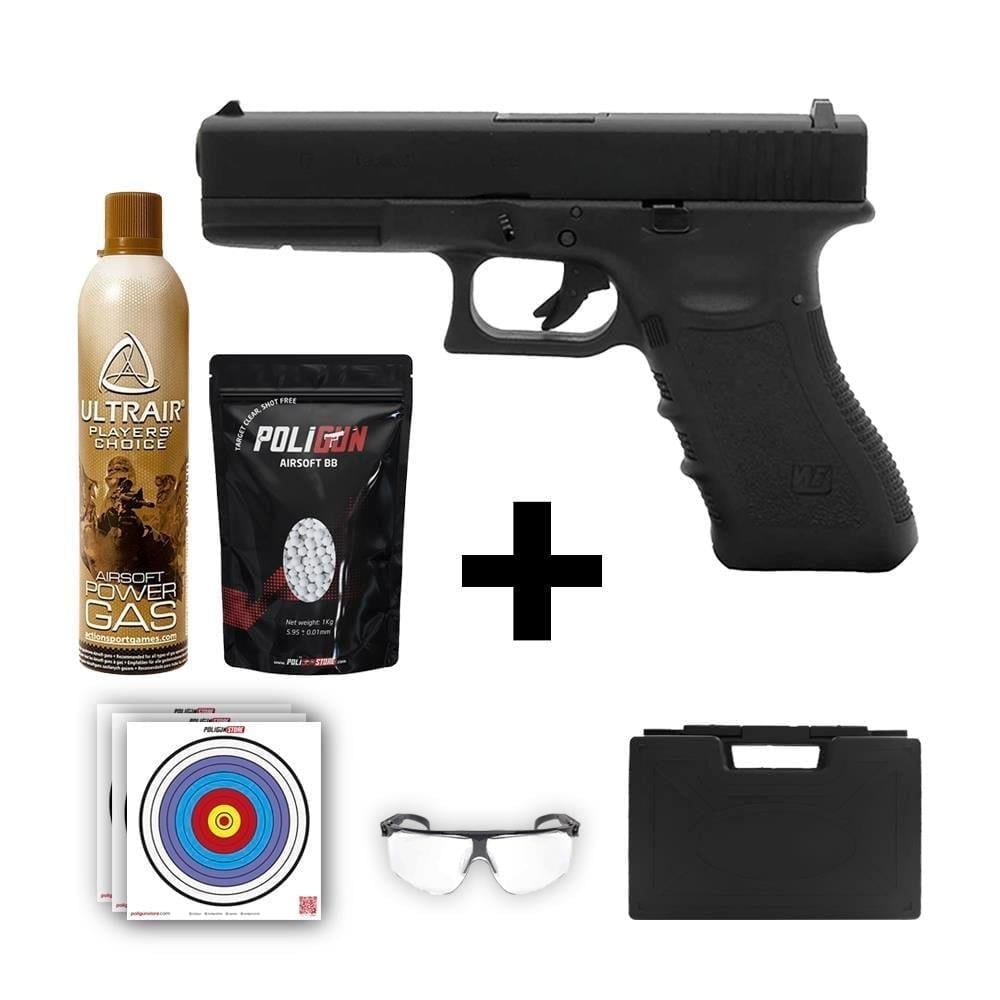 WE Glock 17 Gen 3 Siyah Airsoft Tabanca + Green Gas + 0.20gr BB