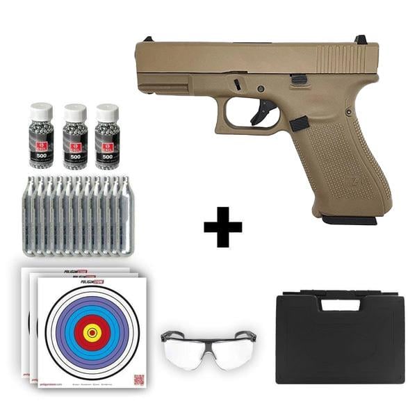 We Glock 19X Gen5 Tan 4.50mm + 10 Adet Co2 + 3 Adet 4.5mm