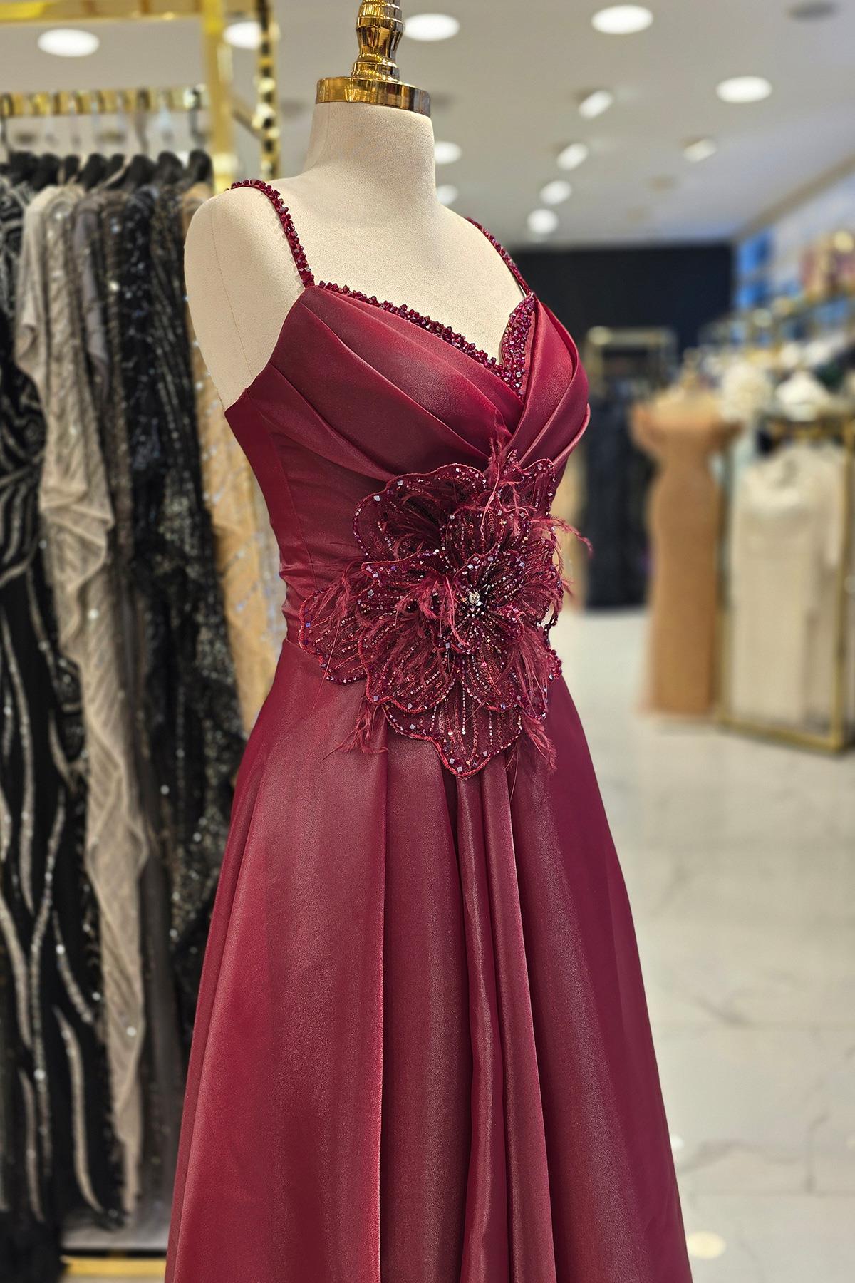 Bordo Dream Güllü Abiye 7913