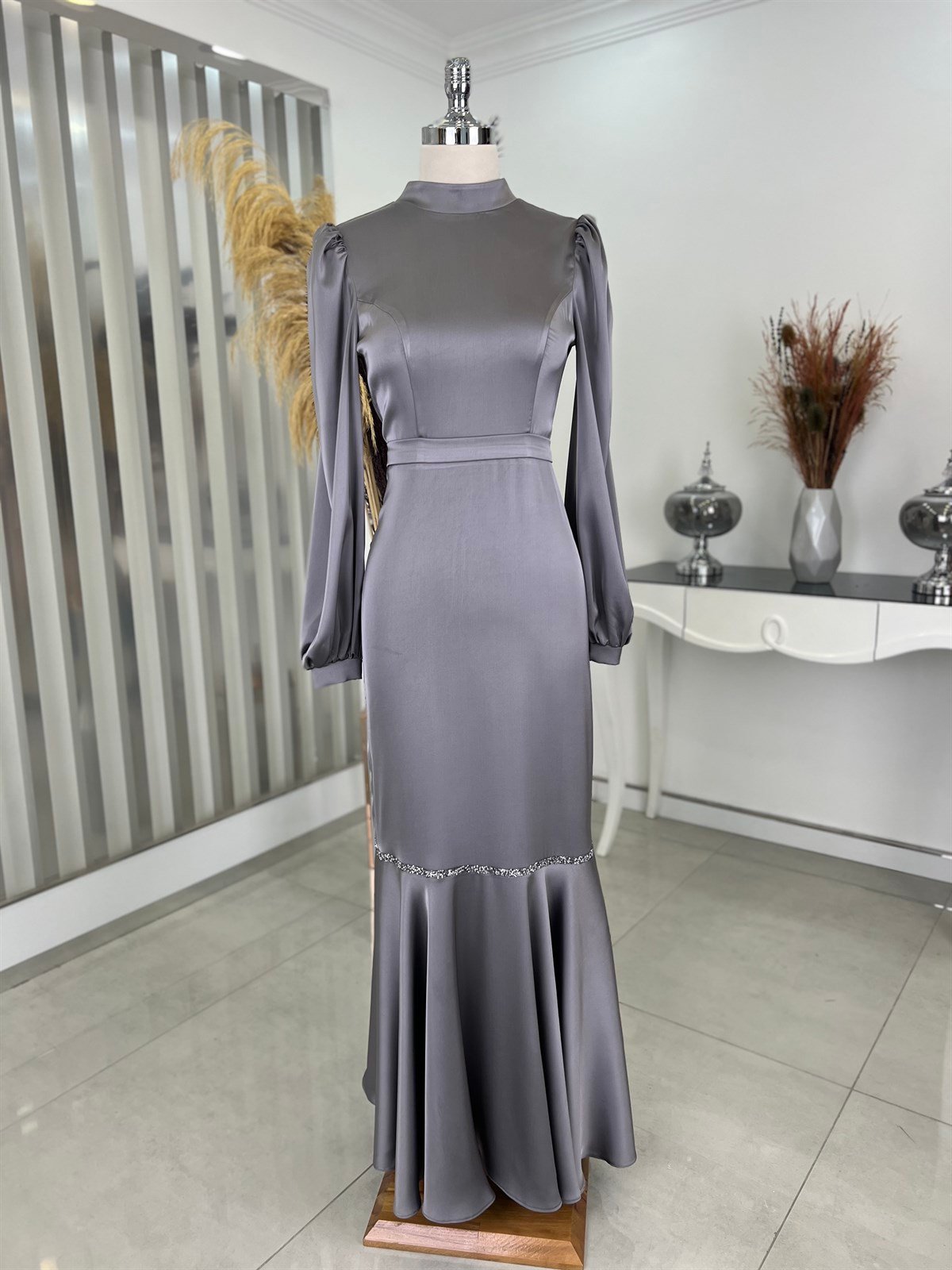 Grey top evening skirt