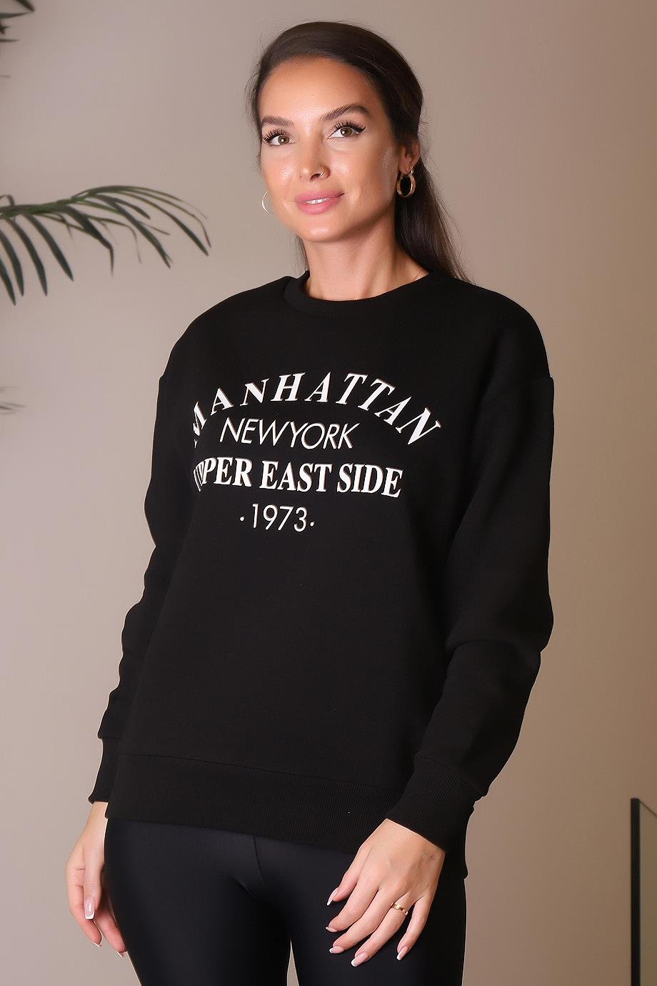 YAZI BASKILI S YAH UZUN KOLLU KADIN SWEATSH RT 0844 2K4