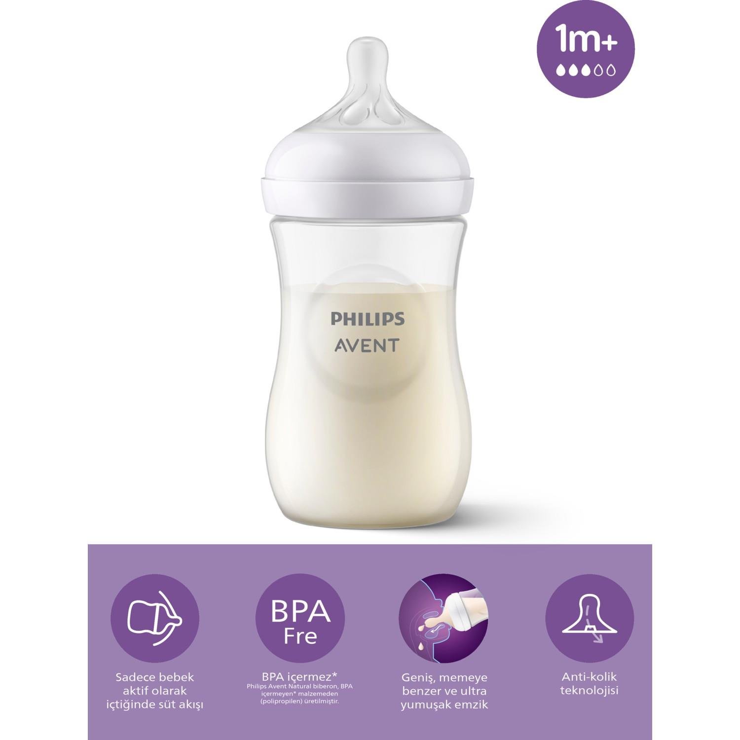 Philips Natural Response Doğal Tepkili PP Biberon 1+ Ay 260 ml Pembe