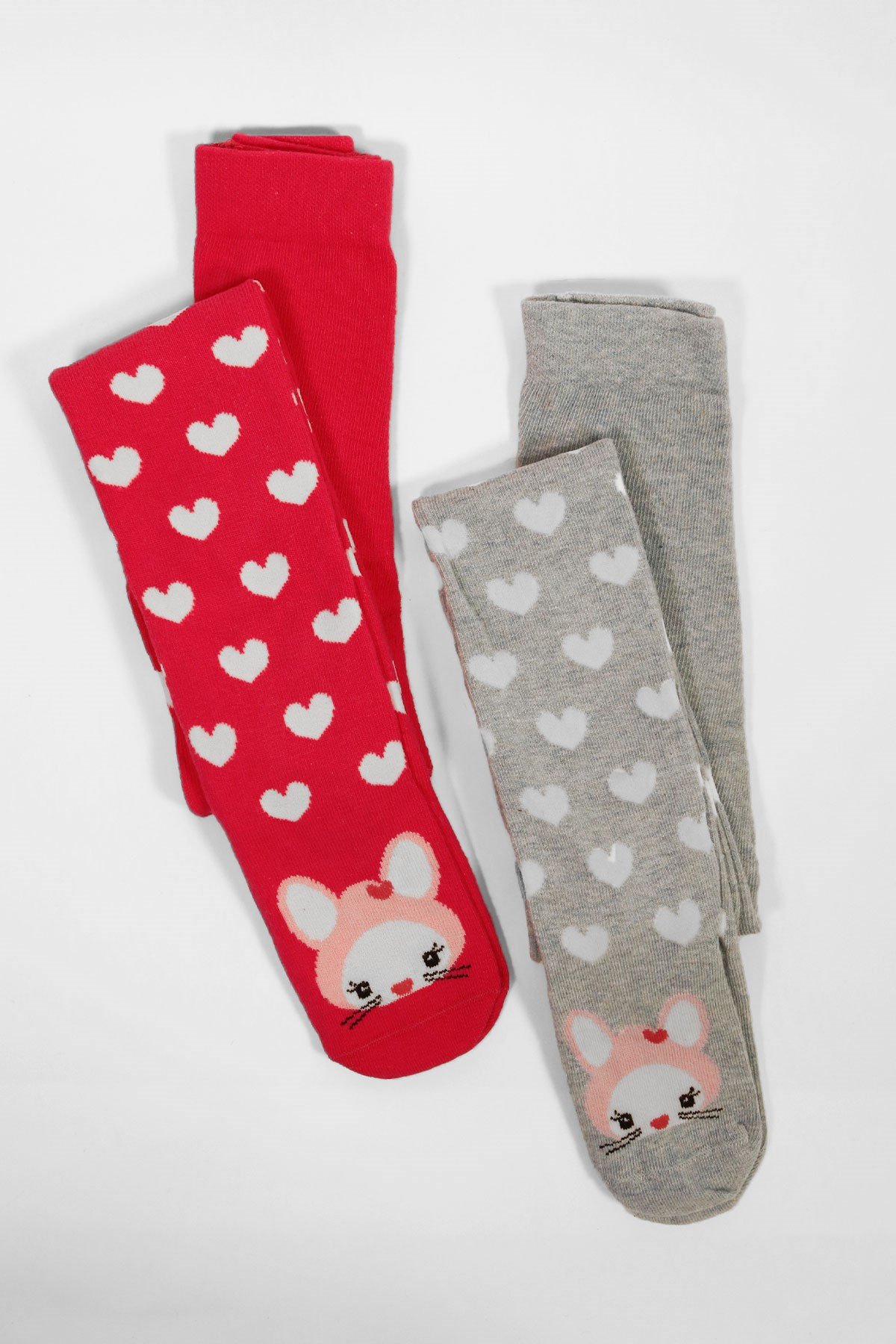 2 li Paket Kız Çocuk Külotlu Çorap Pembe/GREY