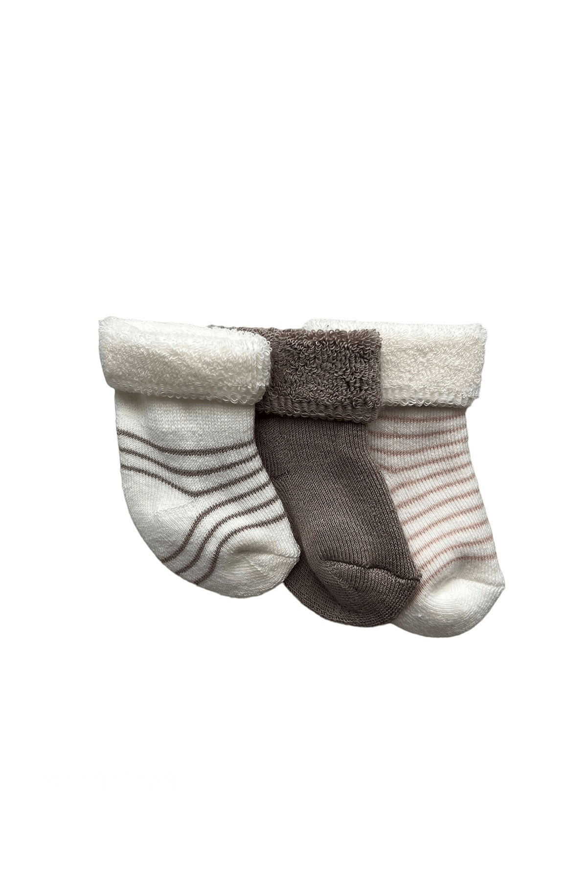 3 lü Paket Havlu Bebek Çorap Desenli