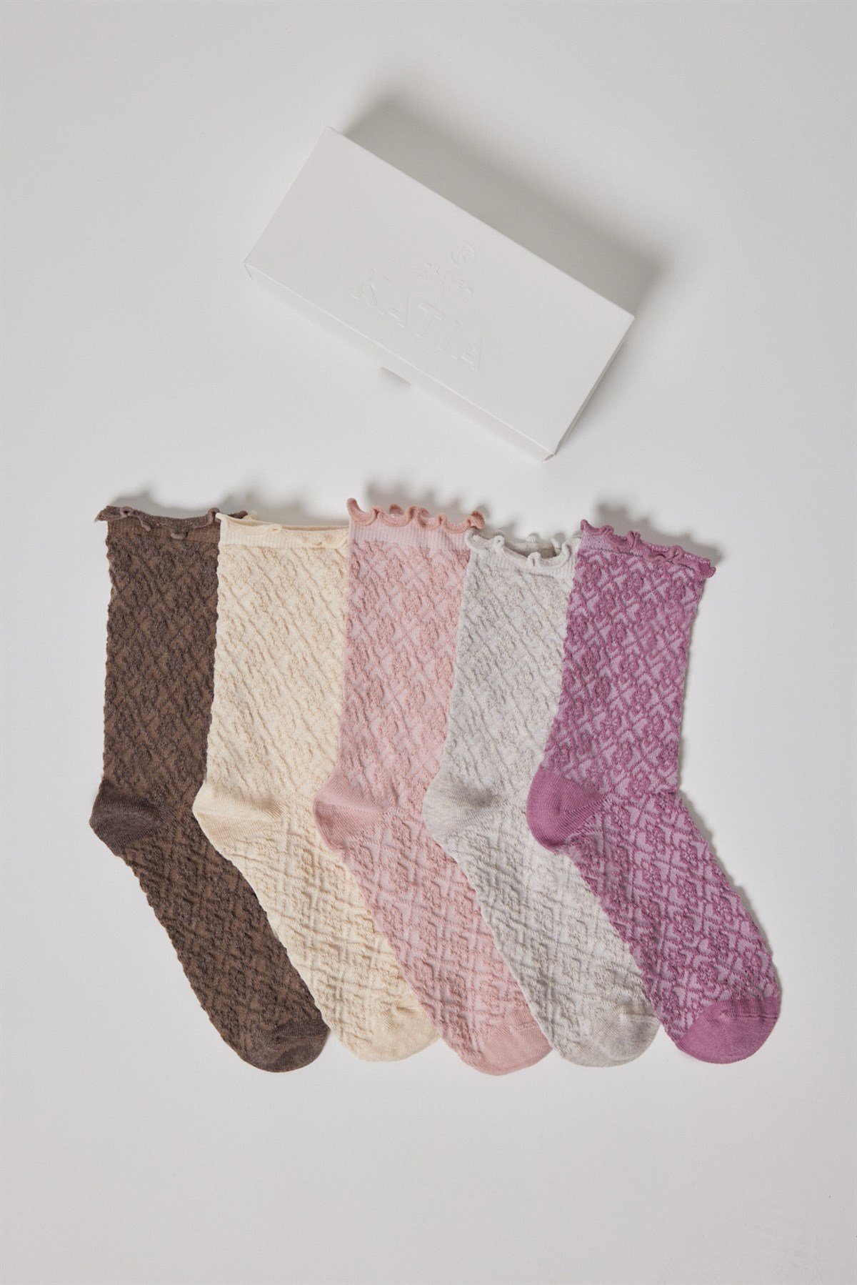 5 li Paket Kadın Soket Çorap Desenli