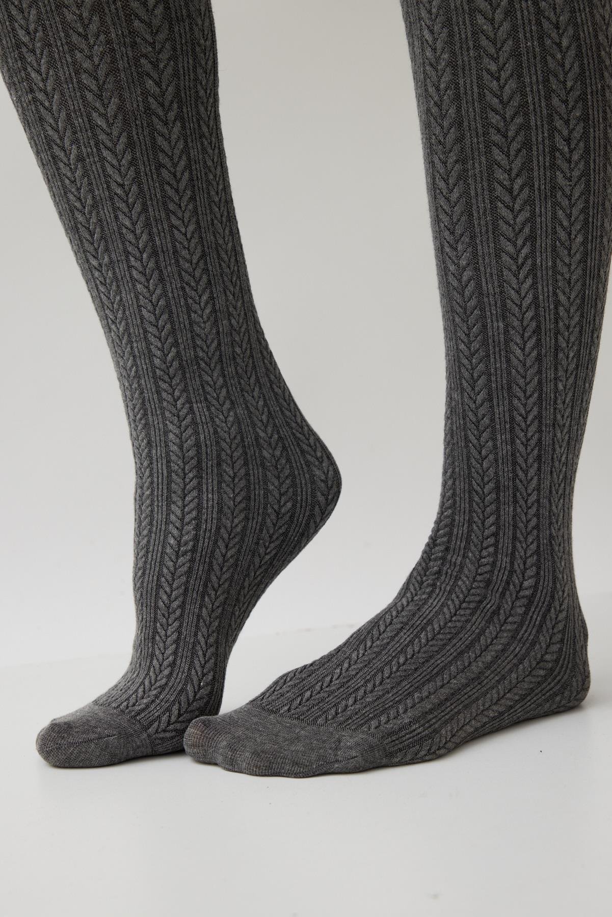 Pamuklu Düz Kadın Külotlu Çorap KOYU YEŞİL