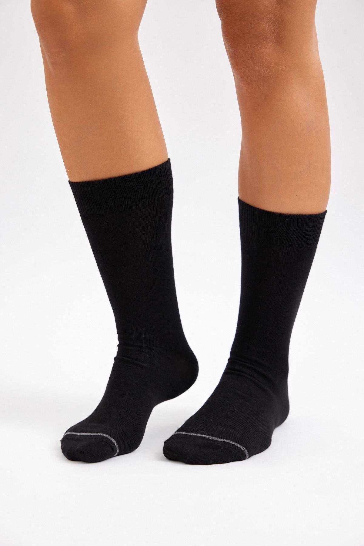 Erkek Havlu Taban Uzun Konçlu Soket Çorap Siyah/Gri