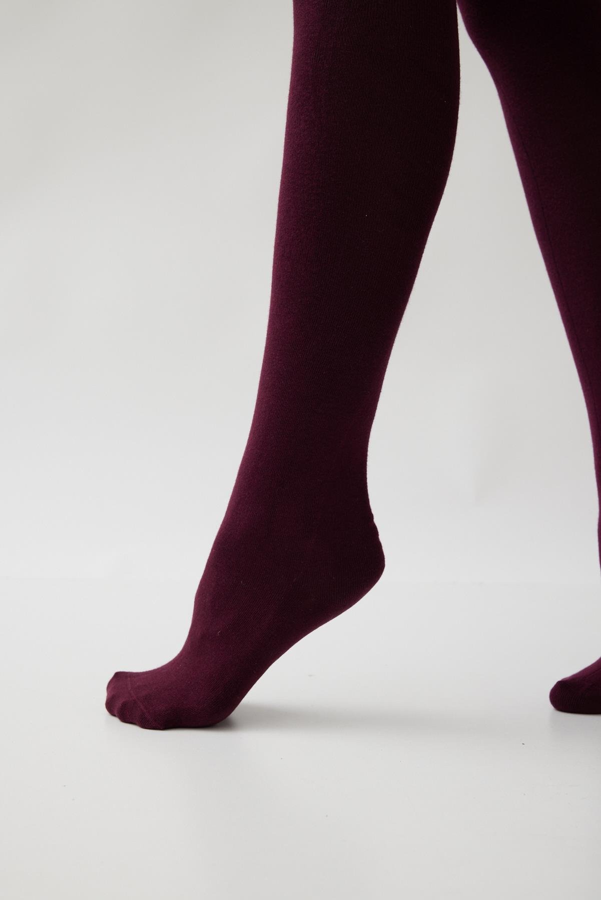 Pamuklu Düz Kadın Külotlu Çorap KOYU BORDO