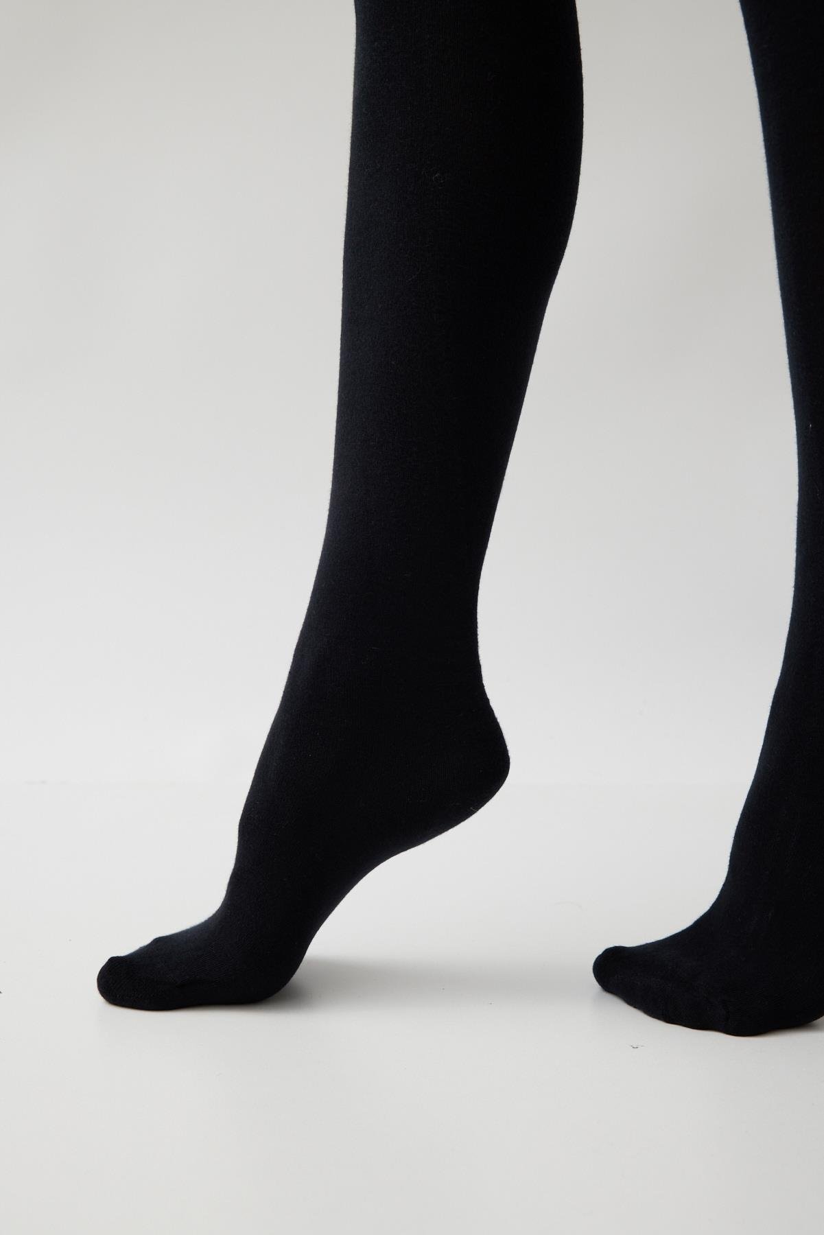 Pamuklu Düz Kadın Külotlu Çorap SİYAH