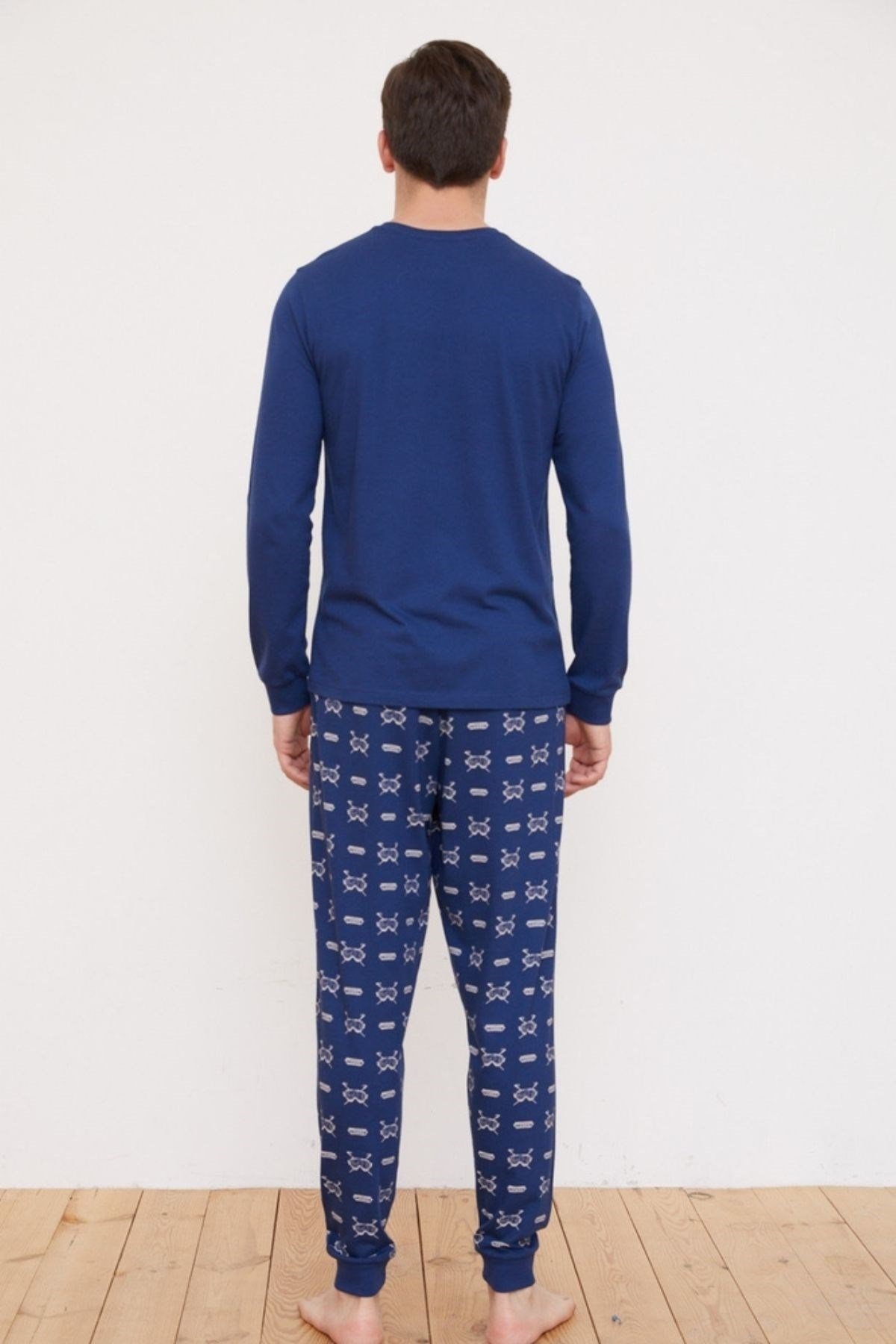Retro Prep Erkek Pijama Takım Lacivert