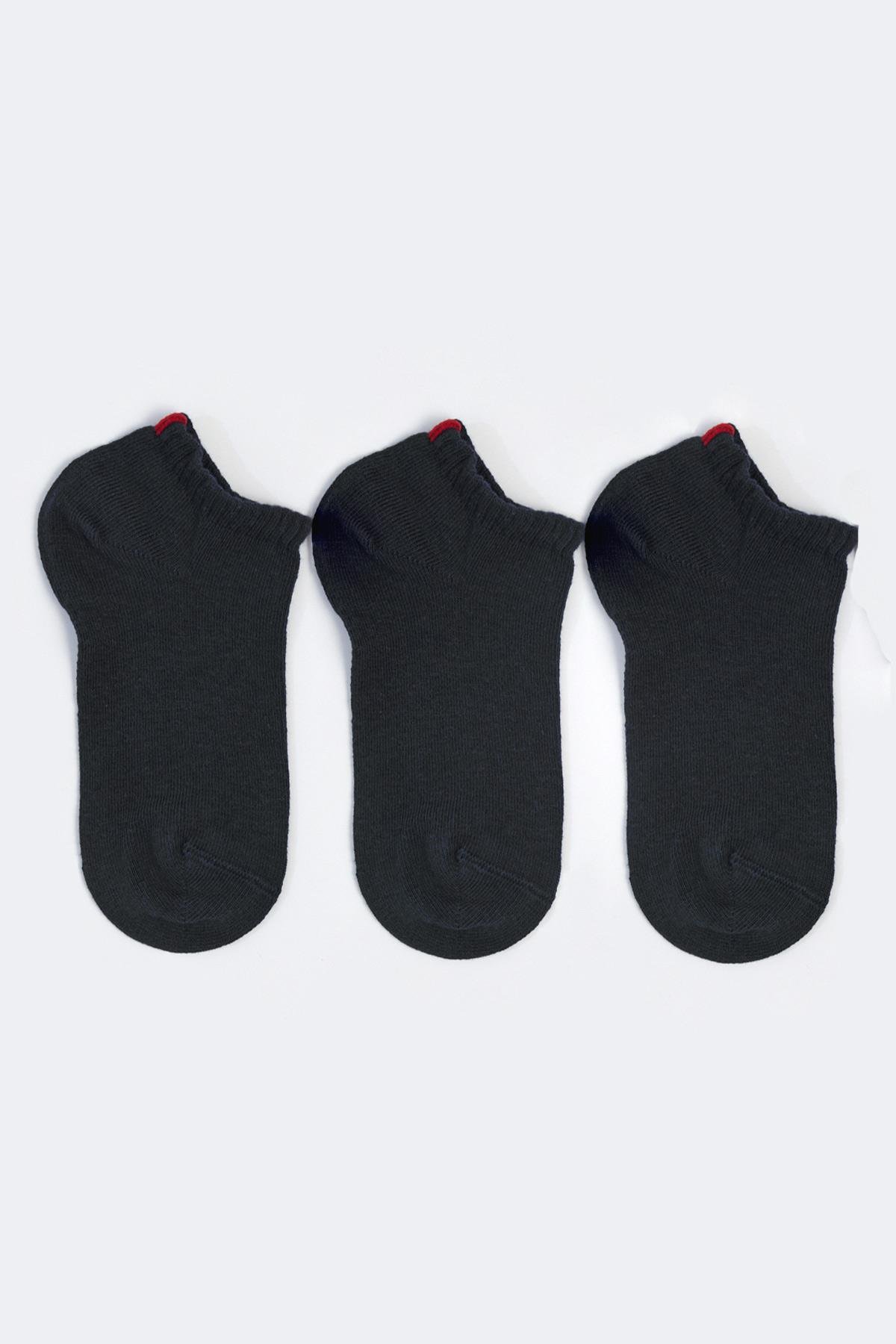 Run 3 lü Kadın Basic Patik Çorap Siyah/Siyah/Siyah