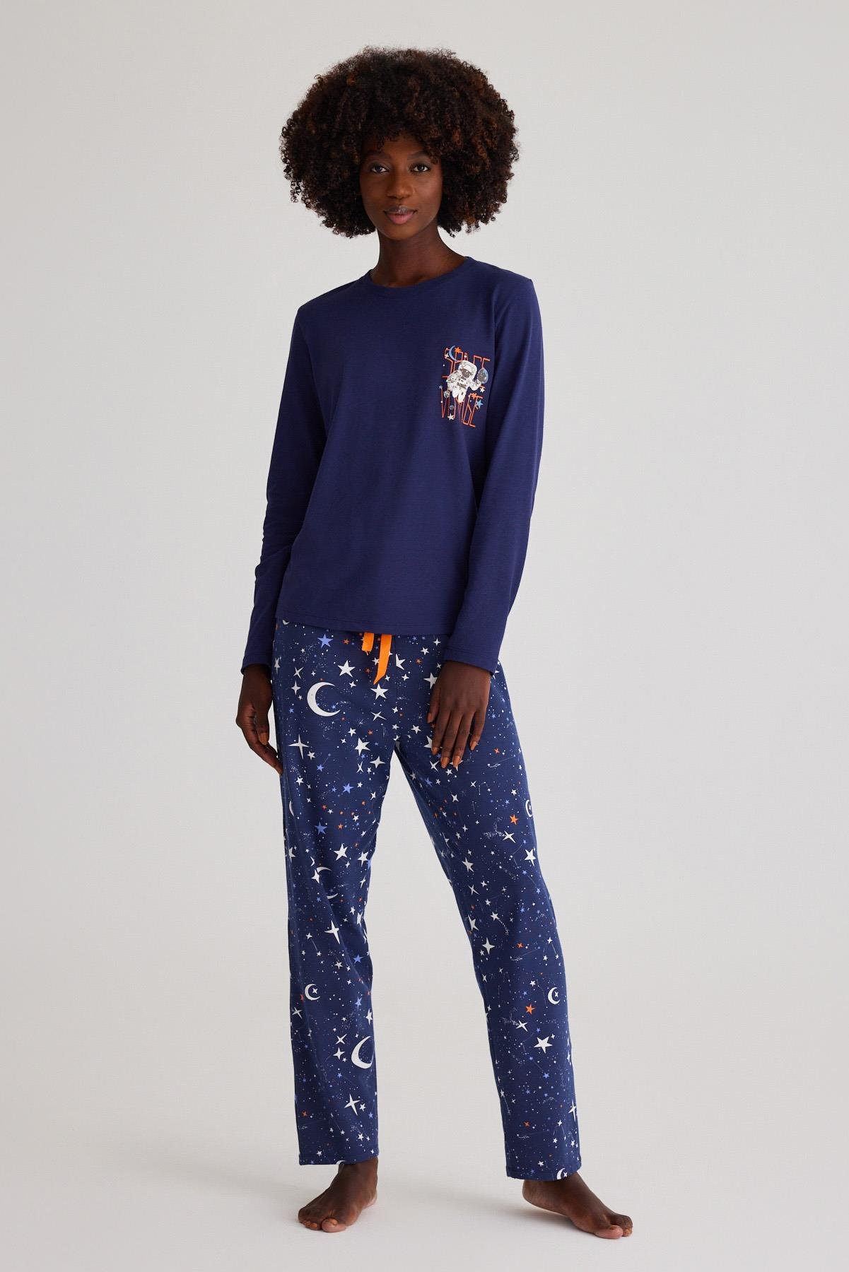 Space Kadın Pijama Takımı Lacivert