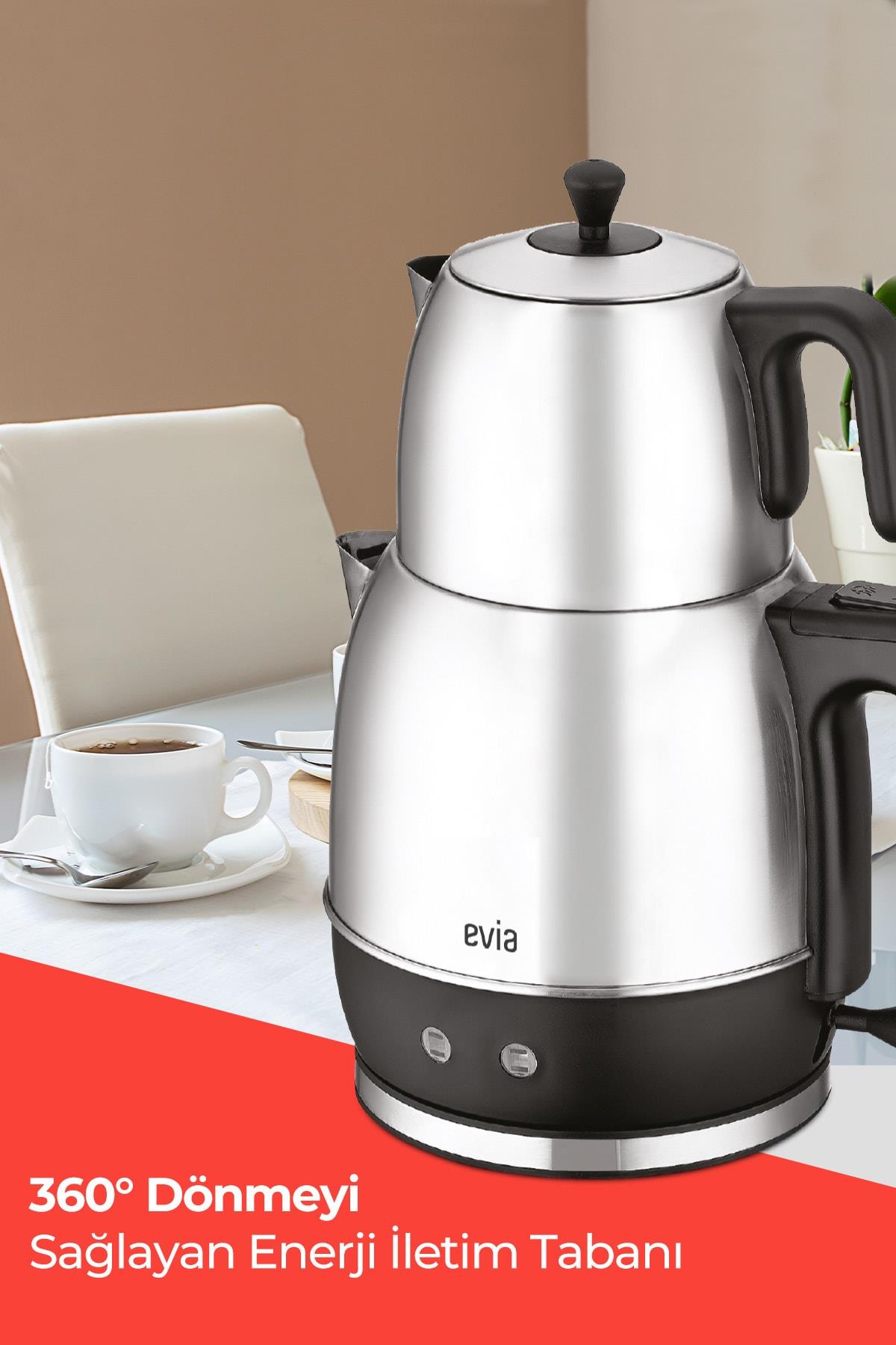 Evia Ladem Inox Geniş Kapasiteli 2200 Watt Paslanmaz Çelik Çay Makinesi Ve Su Isıtıcısı