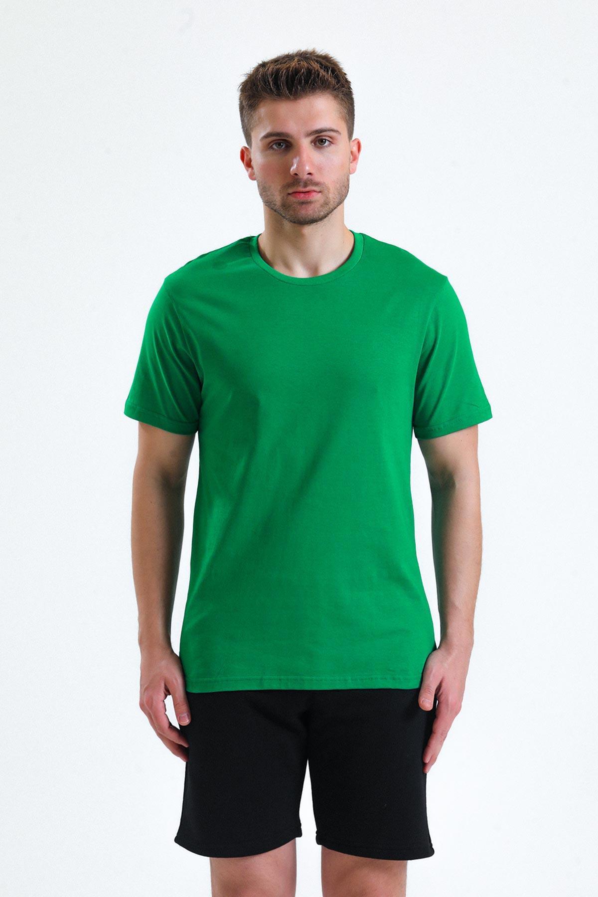 Mısırlı Erkek Pamuklu Bisiklet Yaka Yeşil Regular Fit Tişört  M TSHIRT RF Y