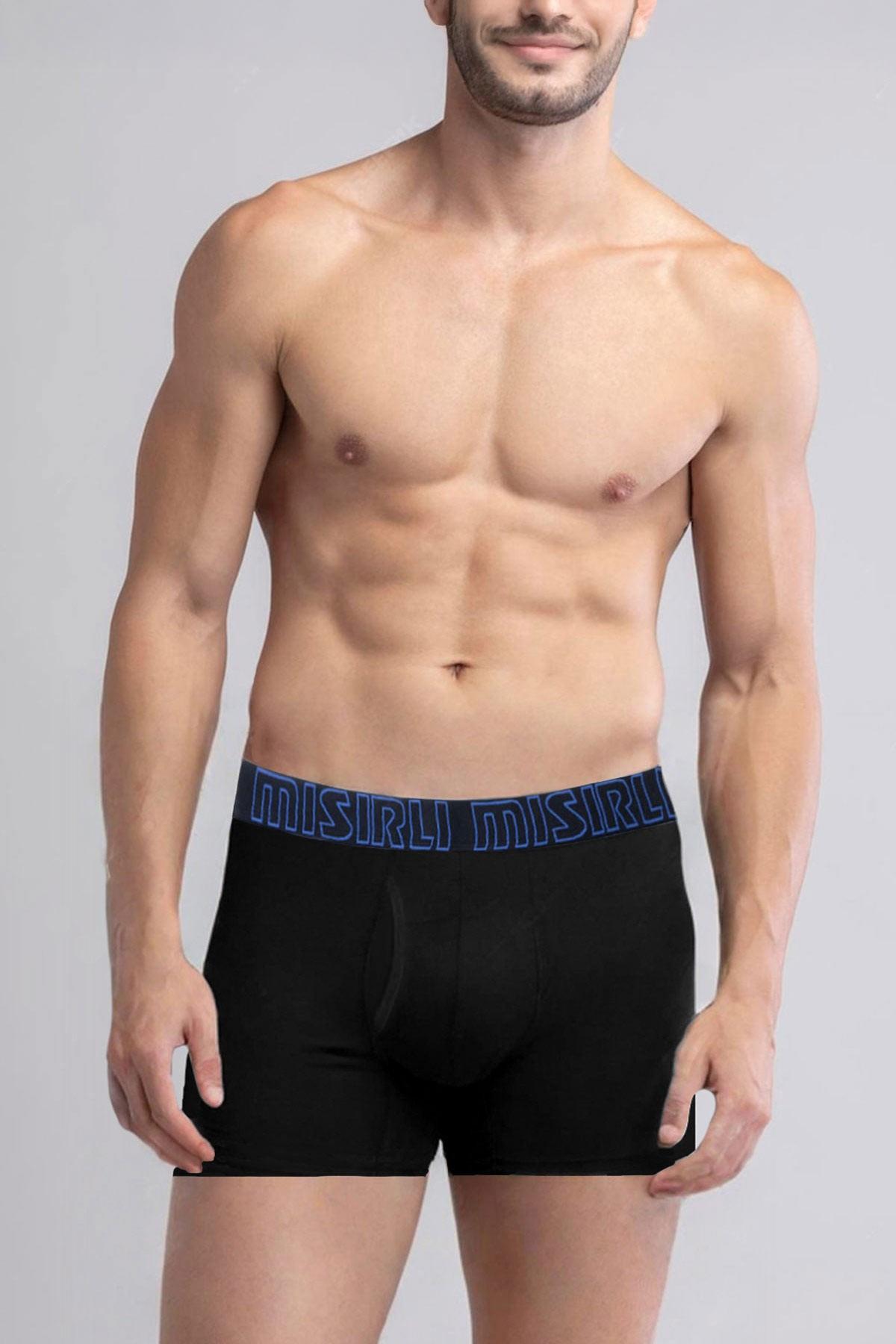 Mısırlı Modal by TENCEL SPARTACUS PERFORMANCE Long Boxer - Mavi Lastikli Siyah