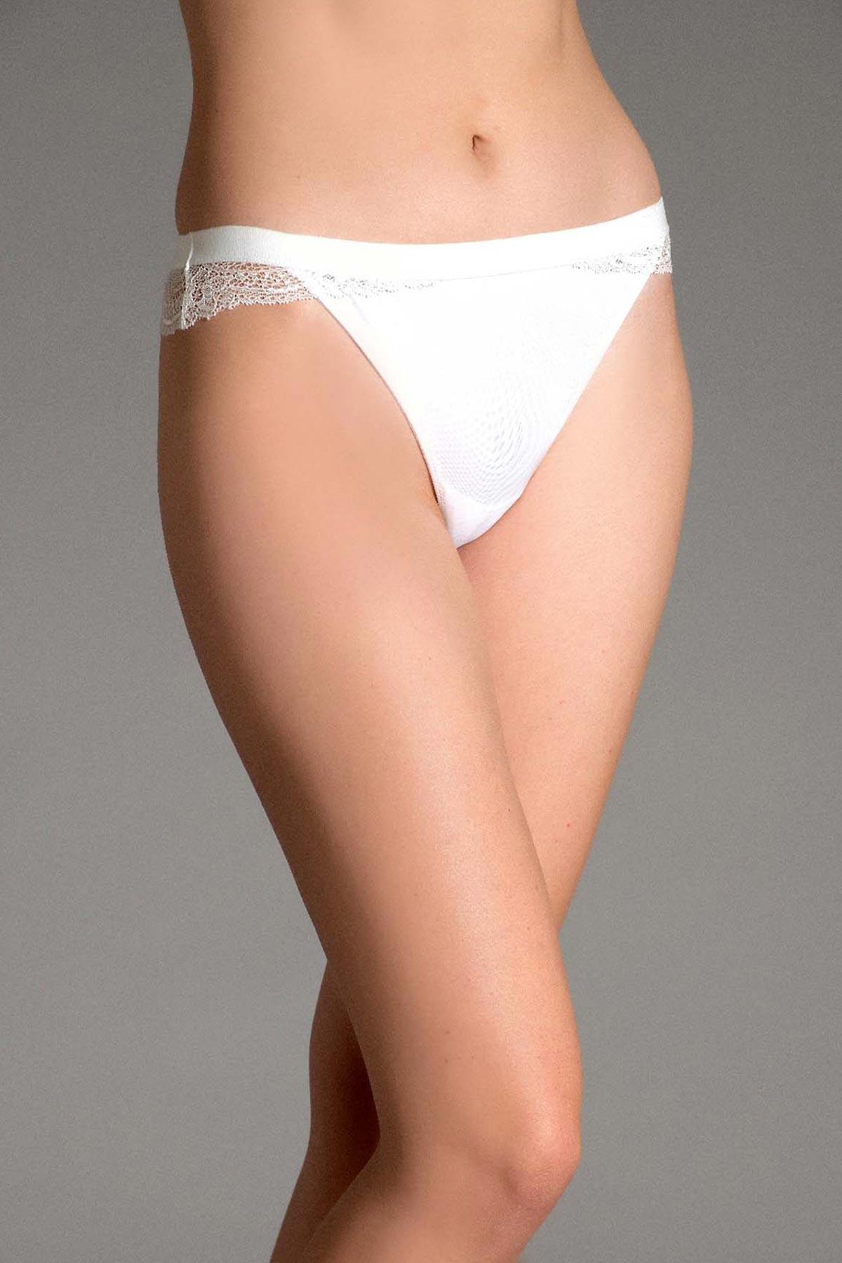 Mısırlı New Panty Likralı Dantelli Ekru String Külot