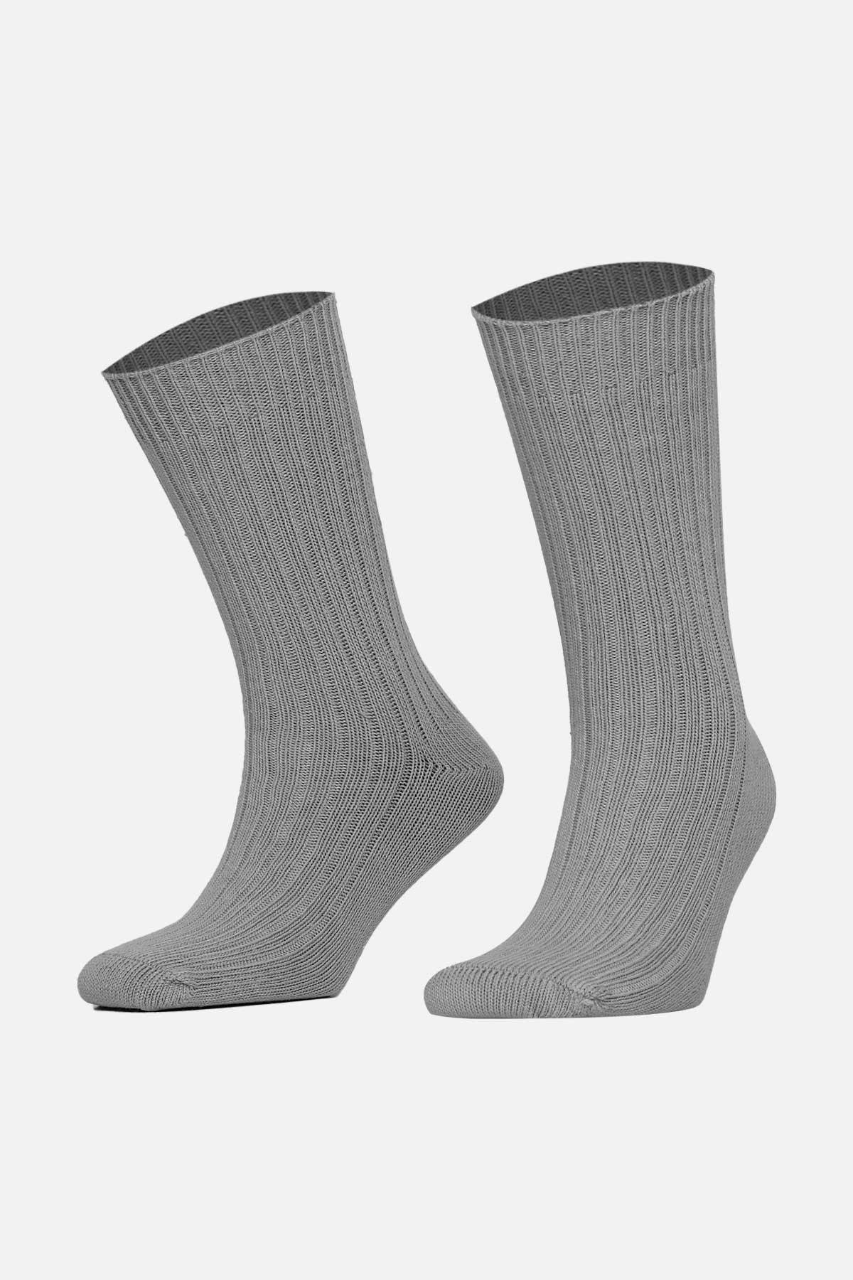 Mısırlı Unisex Pamuklu Bio Cotton Kışlık Gri Soket Çorap