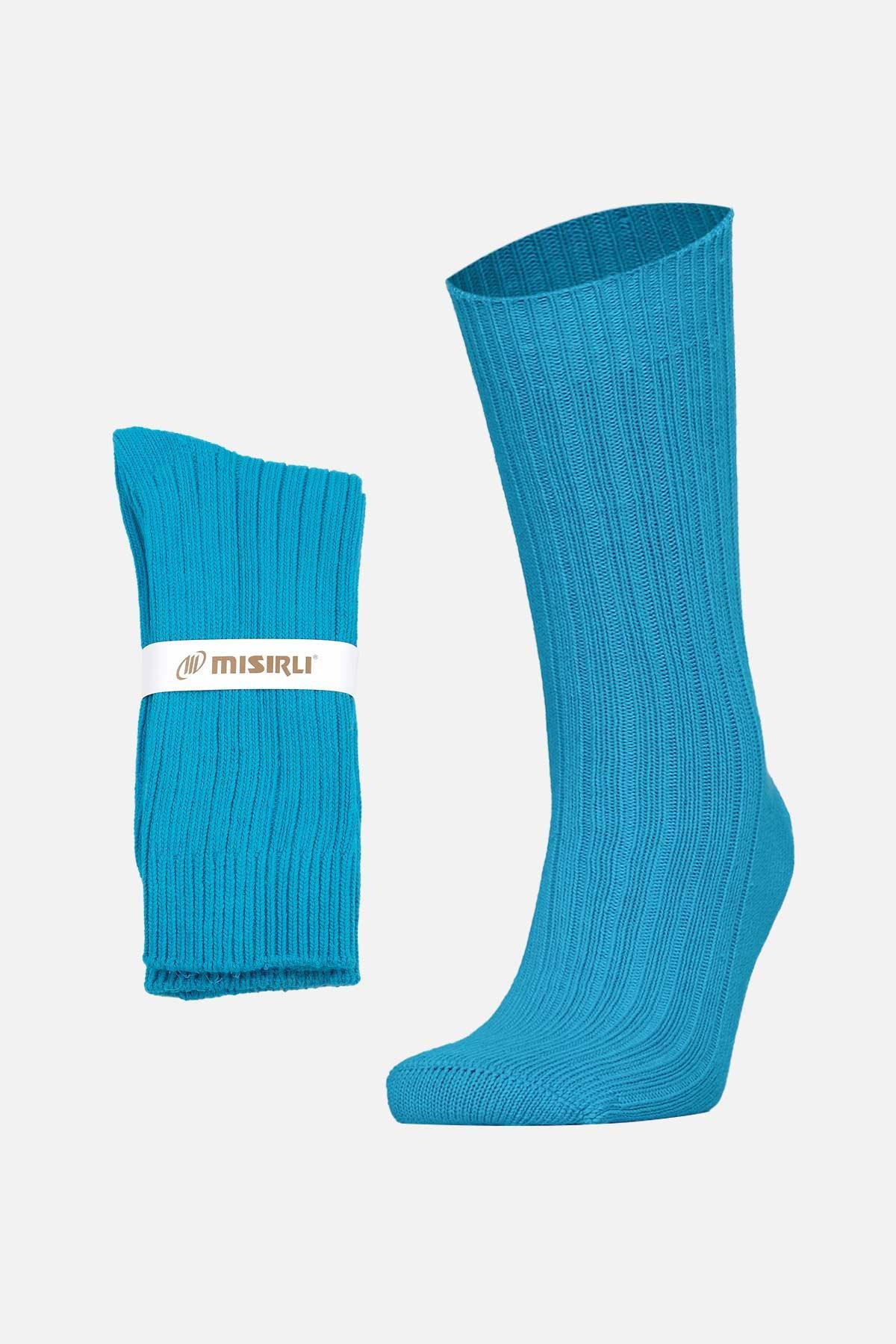 Mısırlı Unisex Pamuklu Bio Cotton Kışlık Mavi Soket Çorap