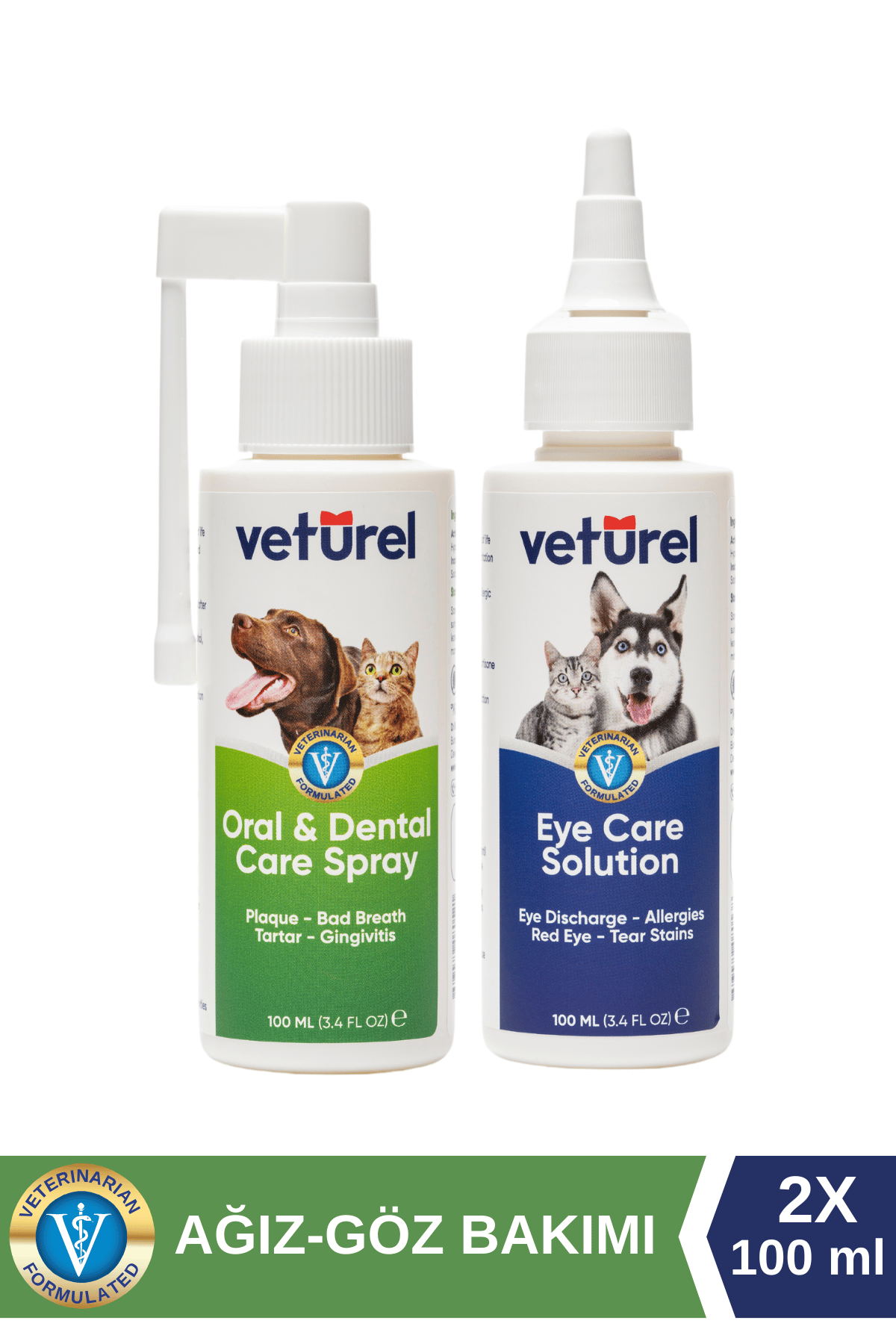 Cat Eye Drops Dog Bad Breath Cat Toothpaste Mouth and Dental Care Spray Eye Care Solution Set