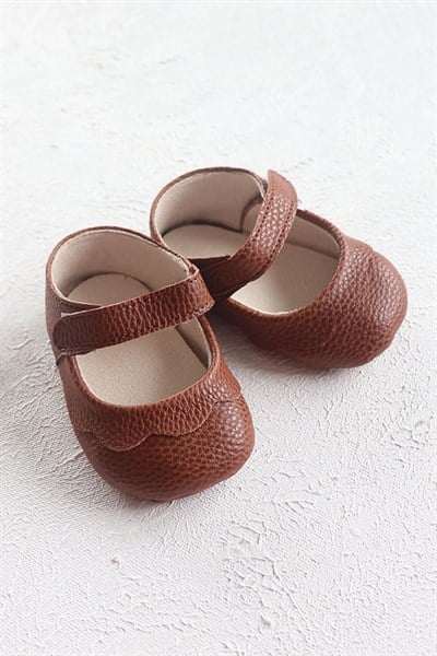 Taba Renkli Bebek Babet Makosen Ayakkabı