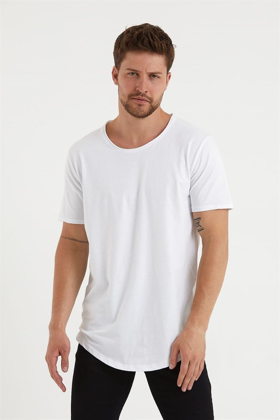 Oversize Oval Kesim Pamuklu Tshirt FİLO1801 | Marjin Moda