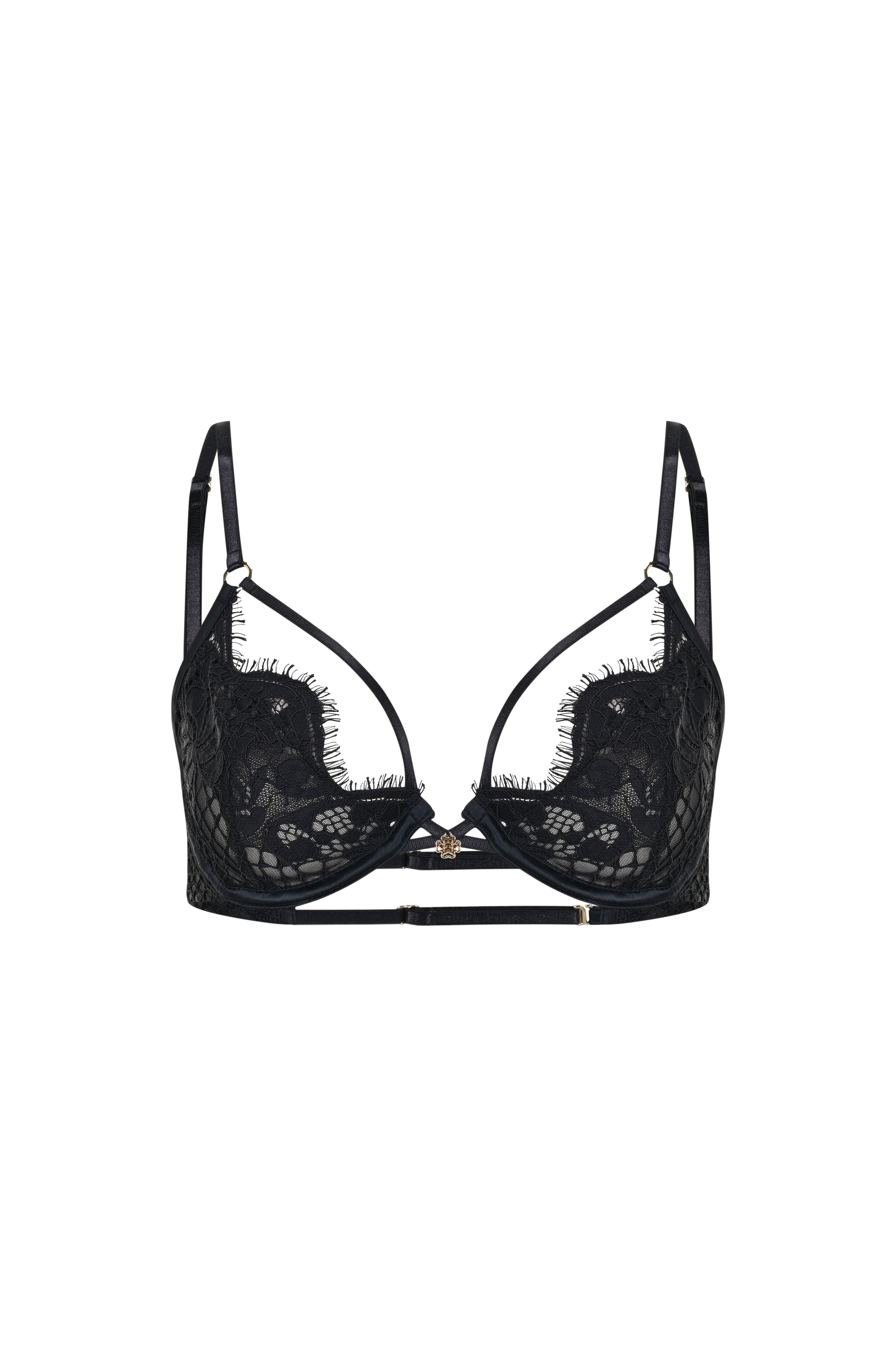 Calla Lily Lace Black balconette bra