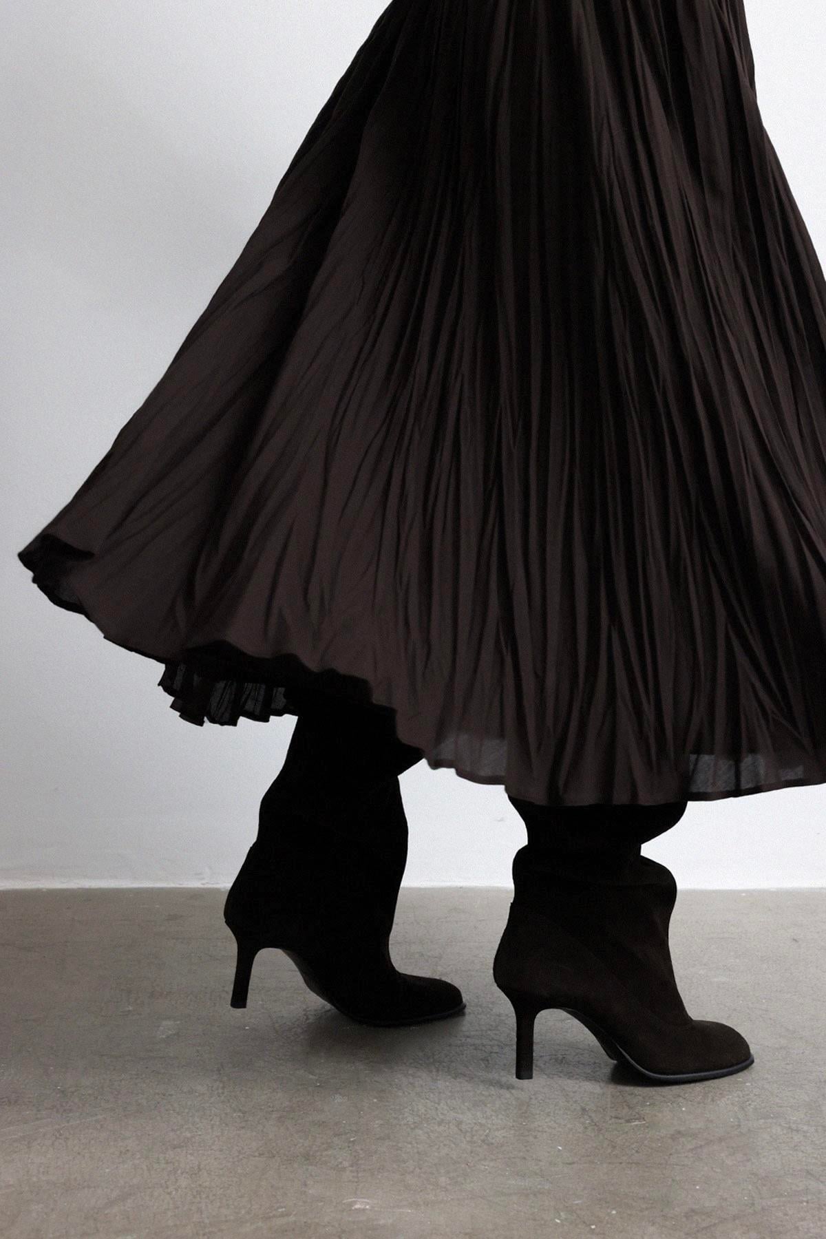 Bitter Brown Donette Pleated Skirt | Suud Collection