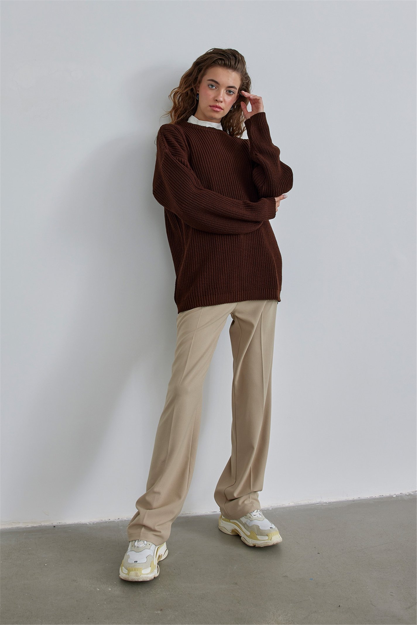 Bitter Brown Oversize Knitwear Sweater