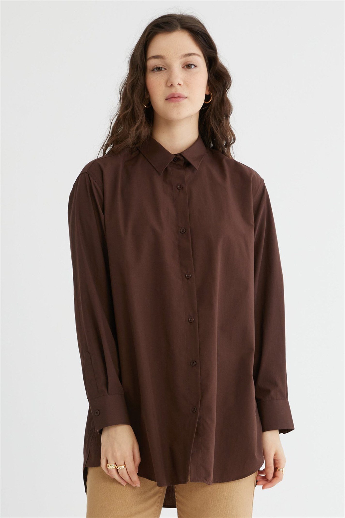 Bitter Brown Basic Cotton Shirt | Suud Collection