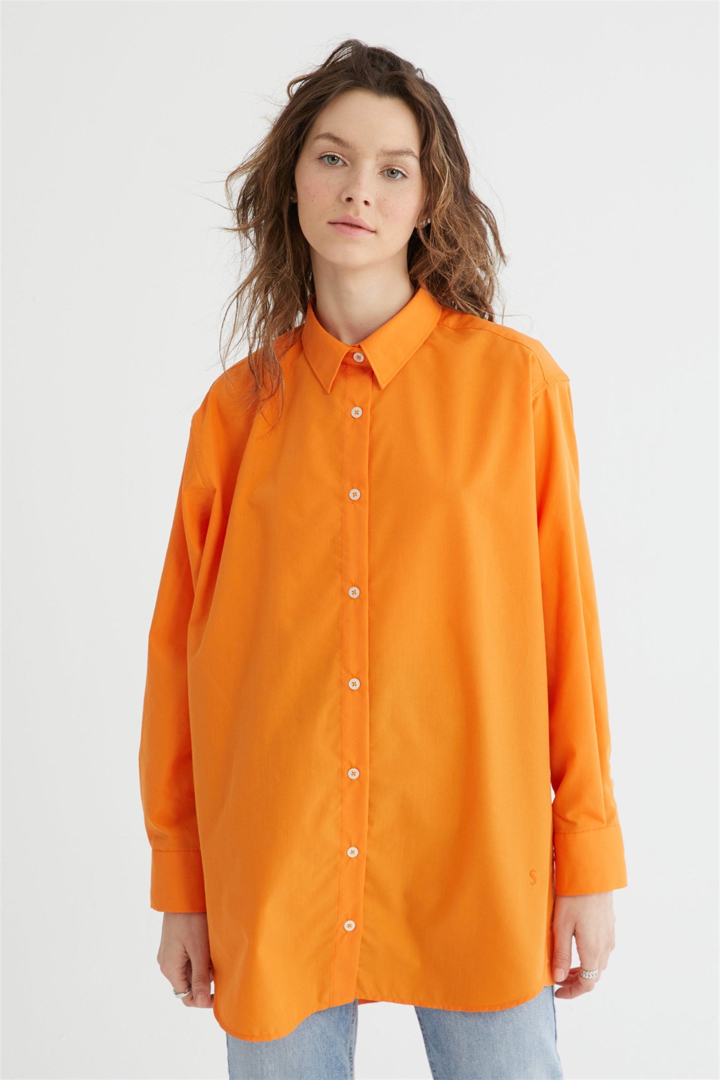 Orange Basic Cotton Shirt | Suud Collection