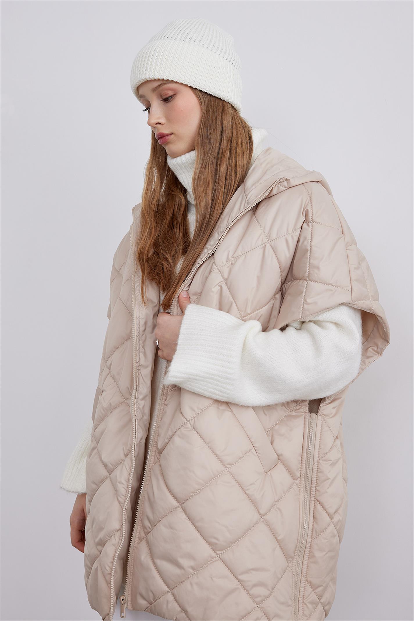 Beige Quilted Oversize Vest Suud Collection