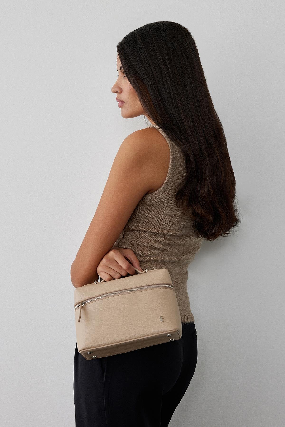 Beige Sallie Leather Bag Suud Collection