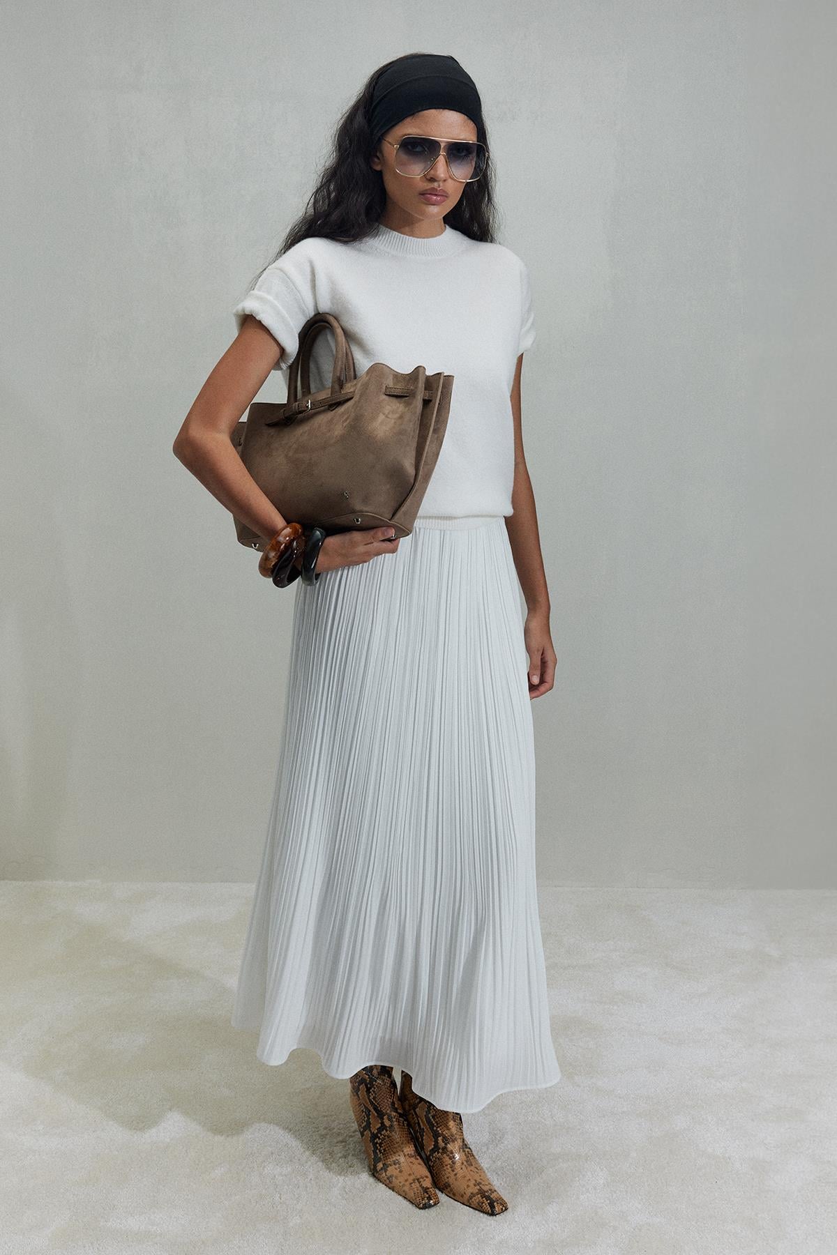 White Ada Pleated Skirt | Suud Collection