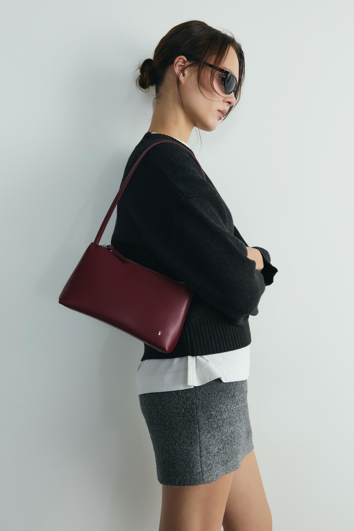 Burgundy Ivy Leather Bag | Suud Collection