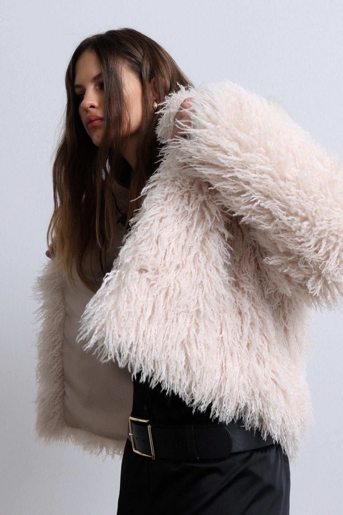 Ecru Suzie Faux Fur Jacket | Suud Collection