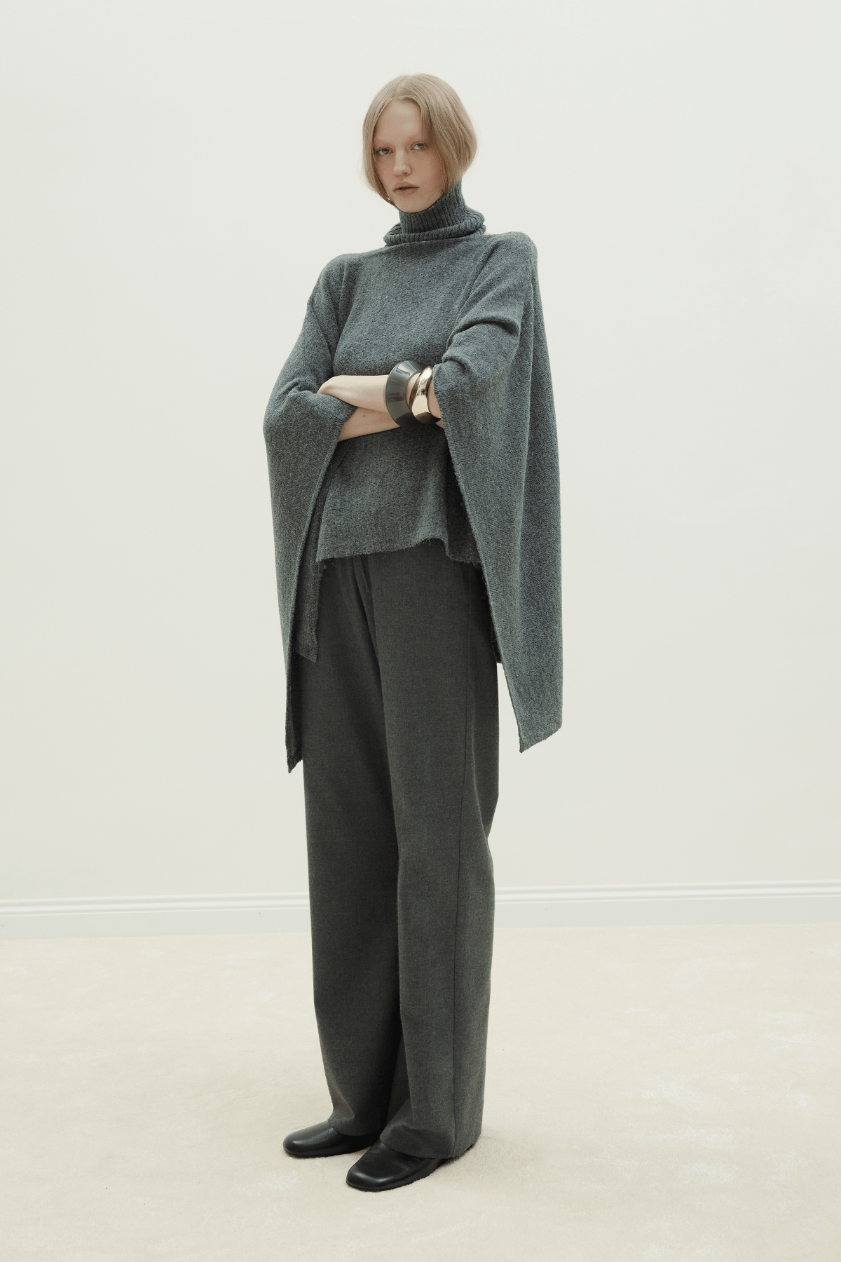 Dark Grey Oversize Knit Cape | Suud Collection