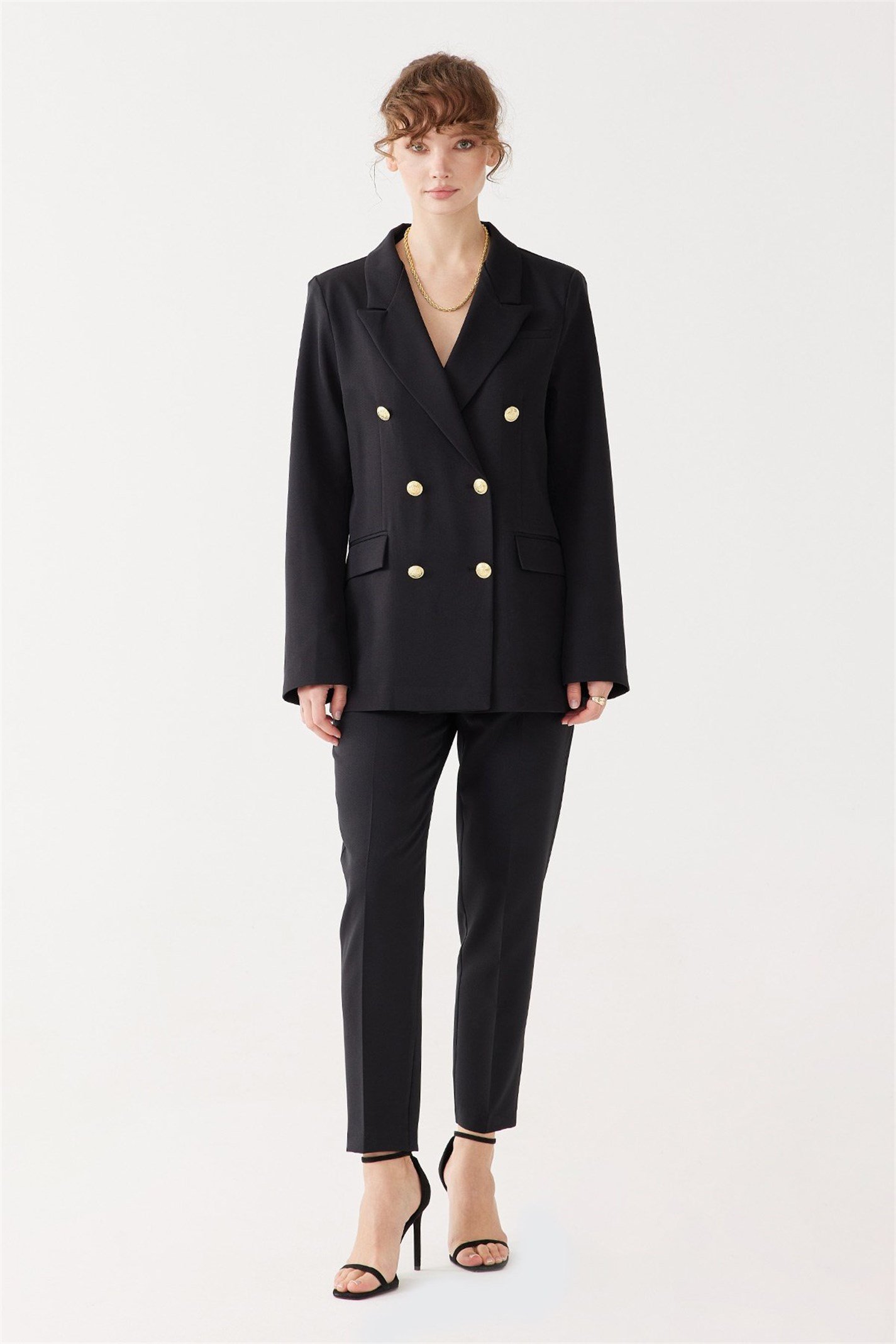 Black Gold Button Blazer Jacket Suud Collection