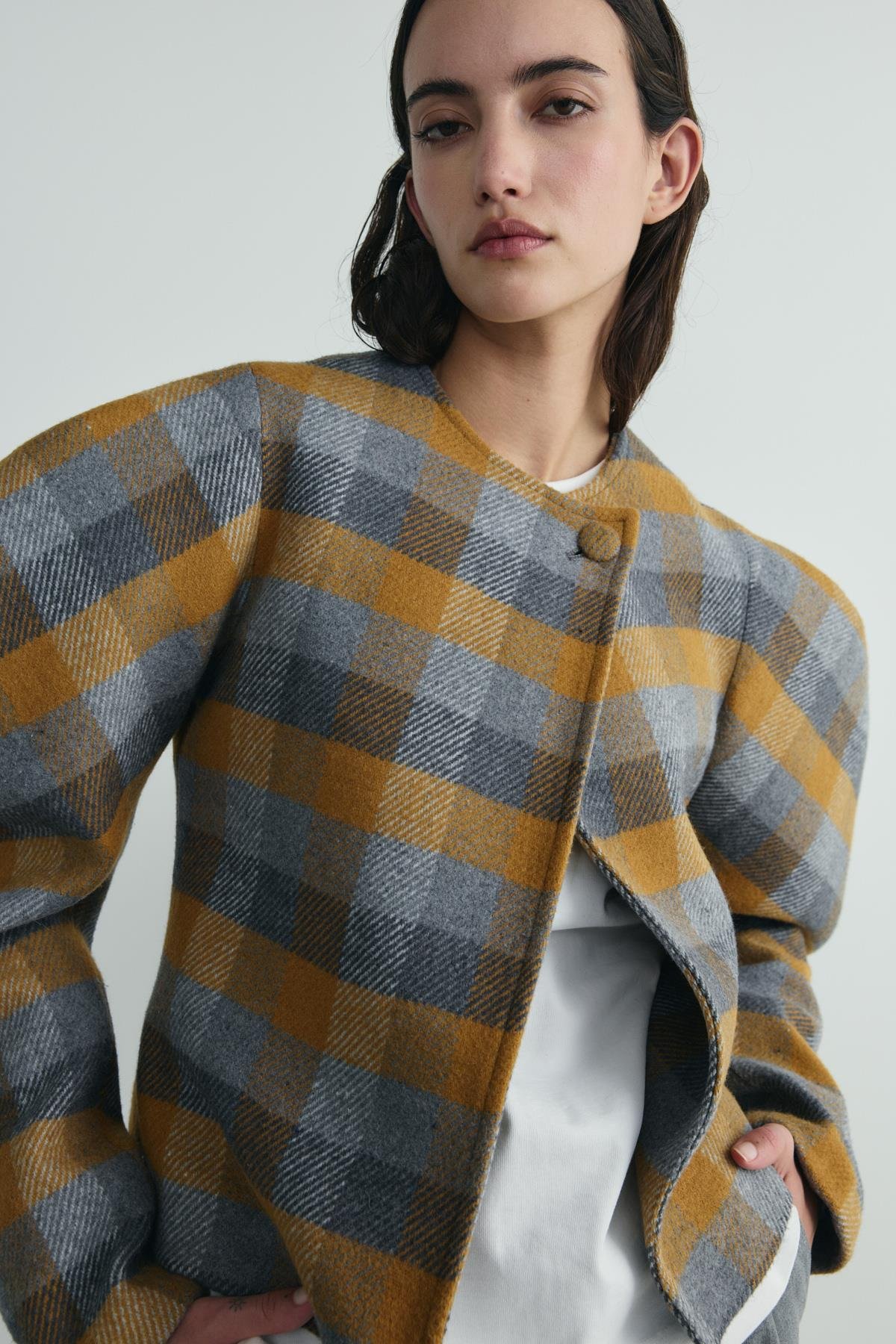 Mustard Puff Sleeve Jacket | Suud Collection