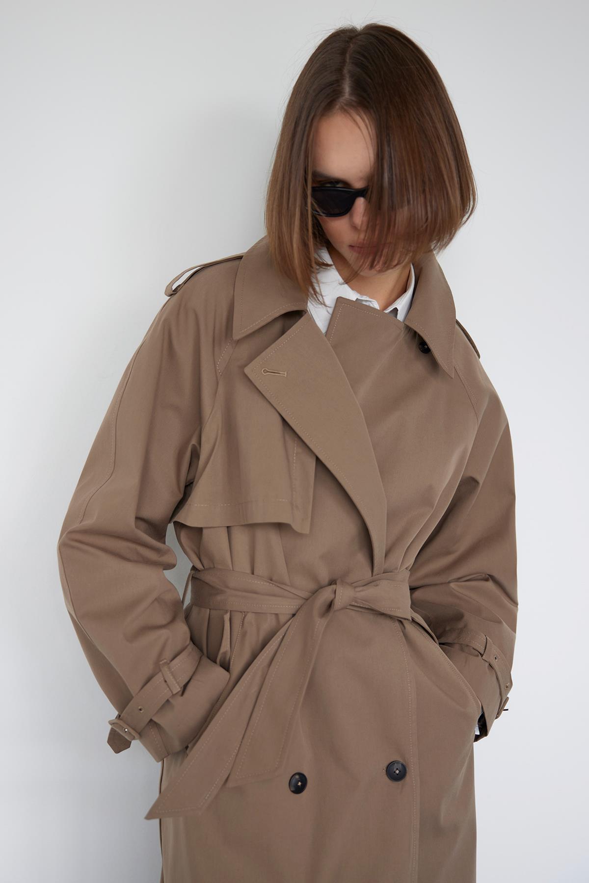 Brown Classic Trench Coat With Belt Suud Collection