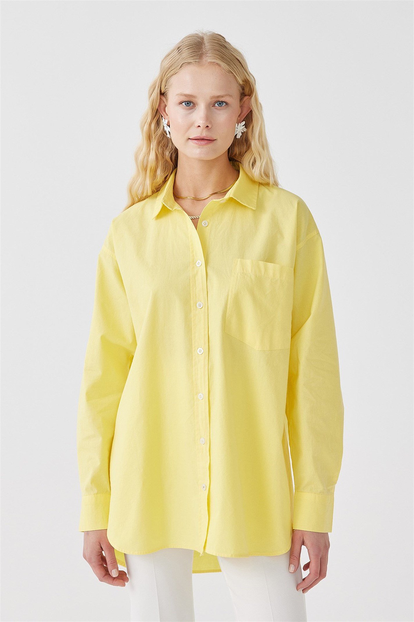 Sarı Natürel Oversize Gömlek | Suud Collection