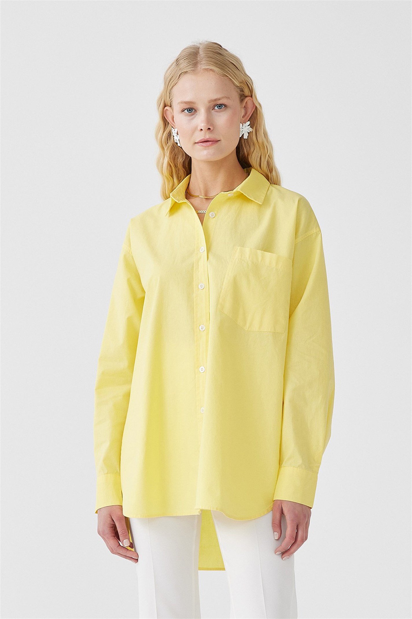 Sarı Natürel Oversize Gömlek | Suud Collection