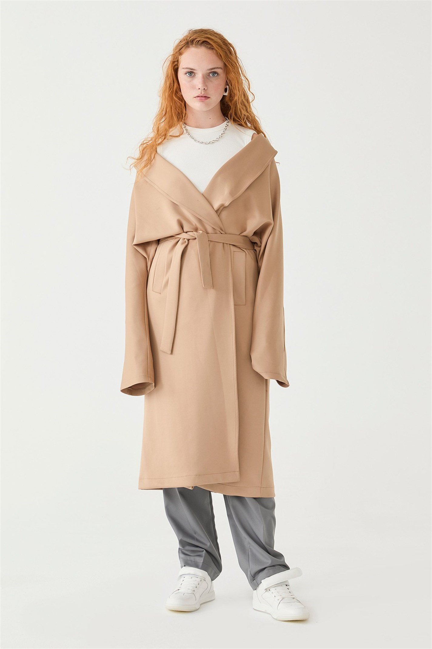 Camel shawl collar coat new arrivals