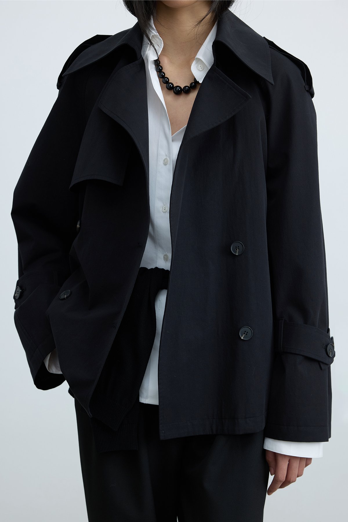 Black Jasmin Short Trench Coat | Suud Collection