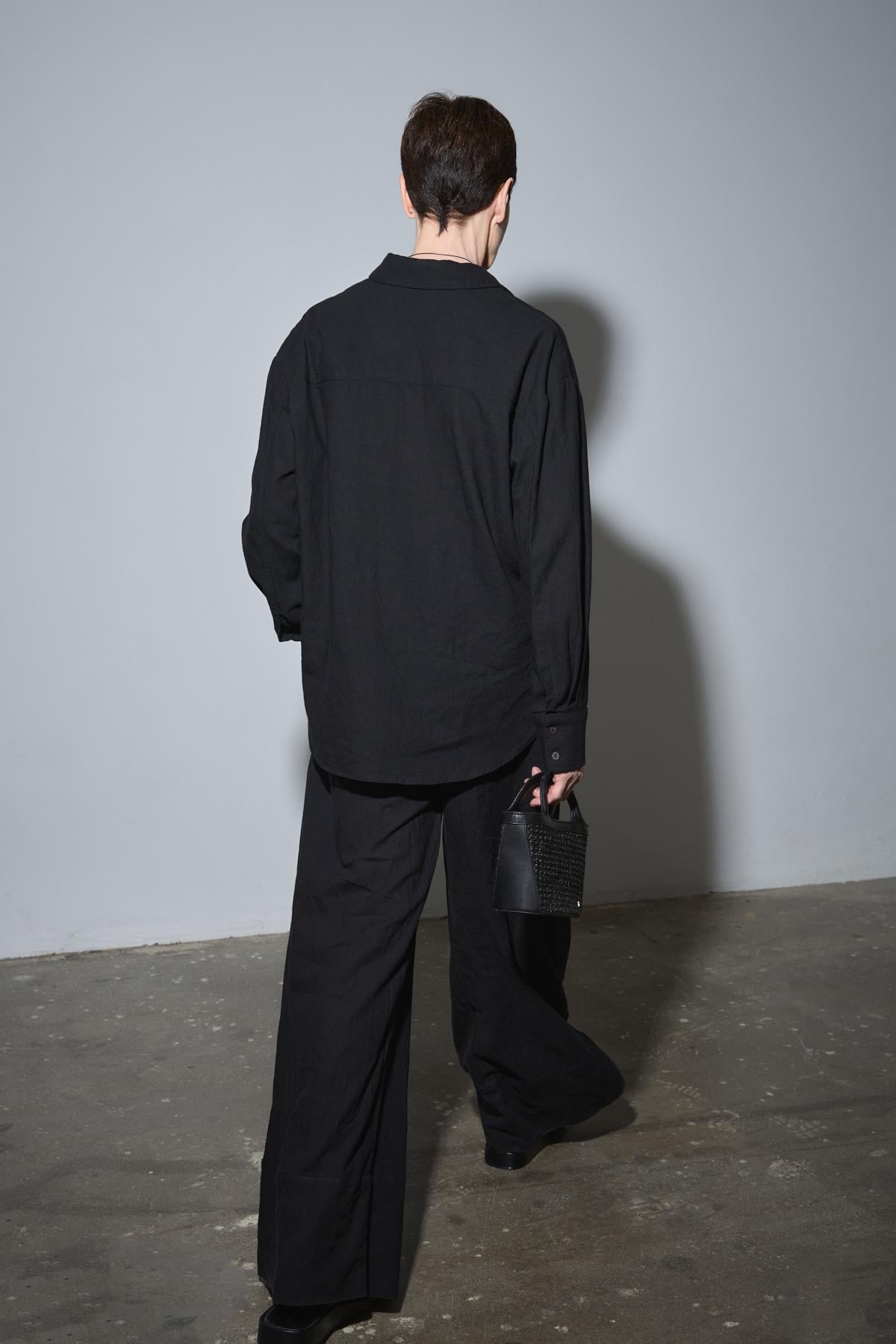 Black Serin Oversized Linen Shirt | Suud Collection