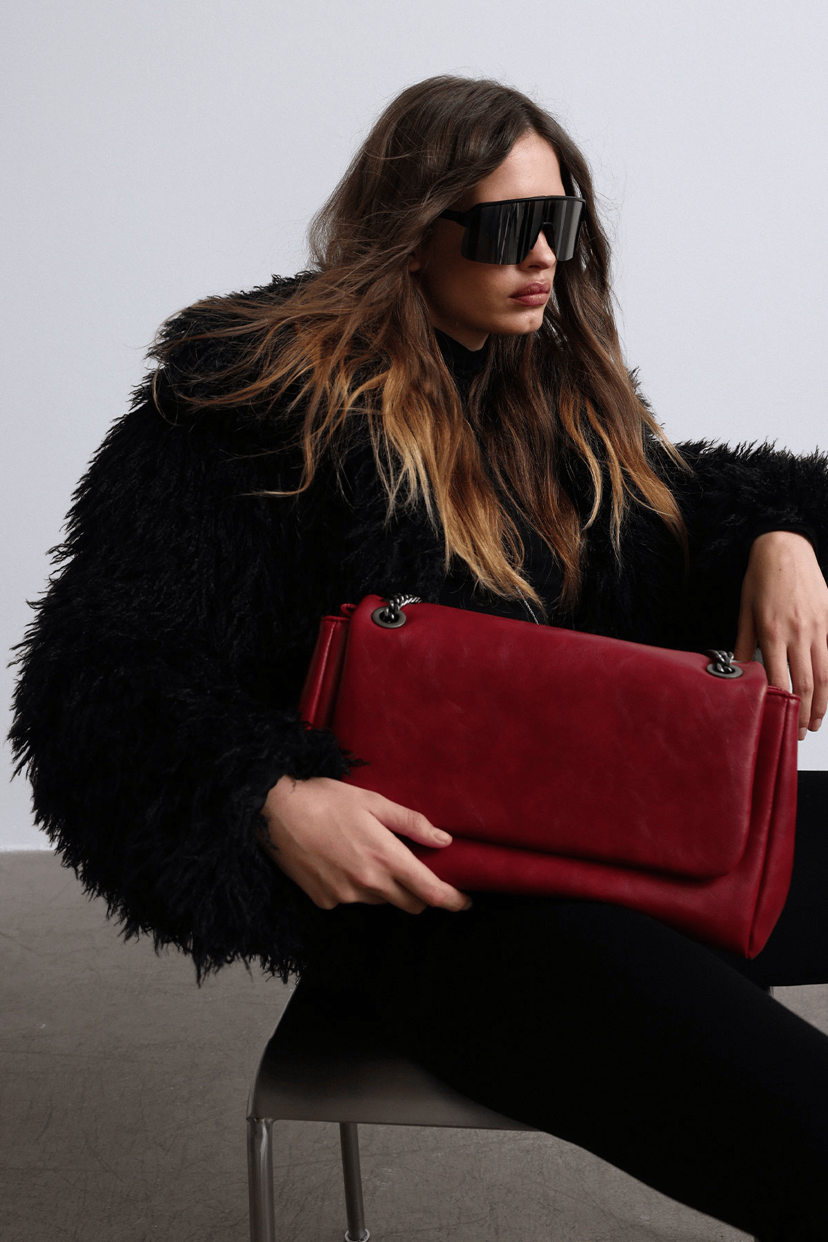 suu  Siyah Suzie Suni Kürk Ceket | Suud Collection