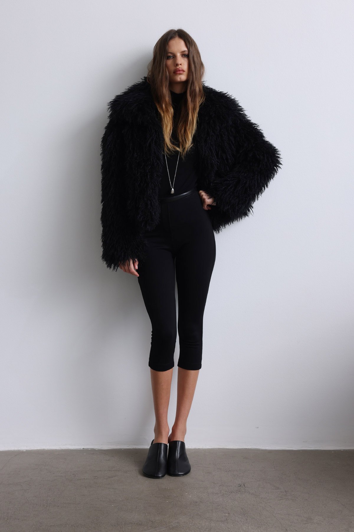 suu  Siyah Suzie Suni Kürk Ceket | Suud Collection