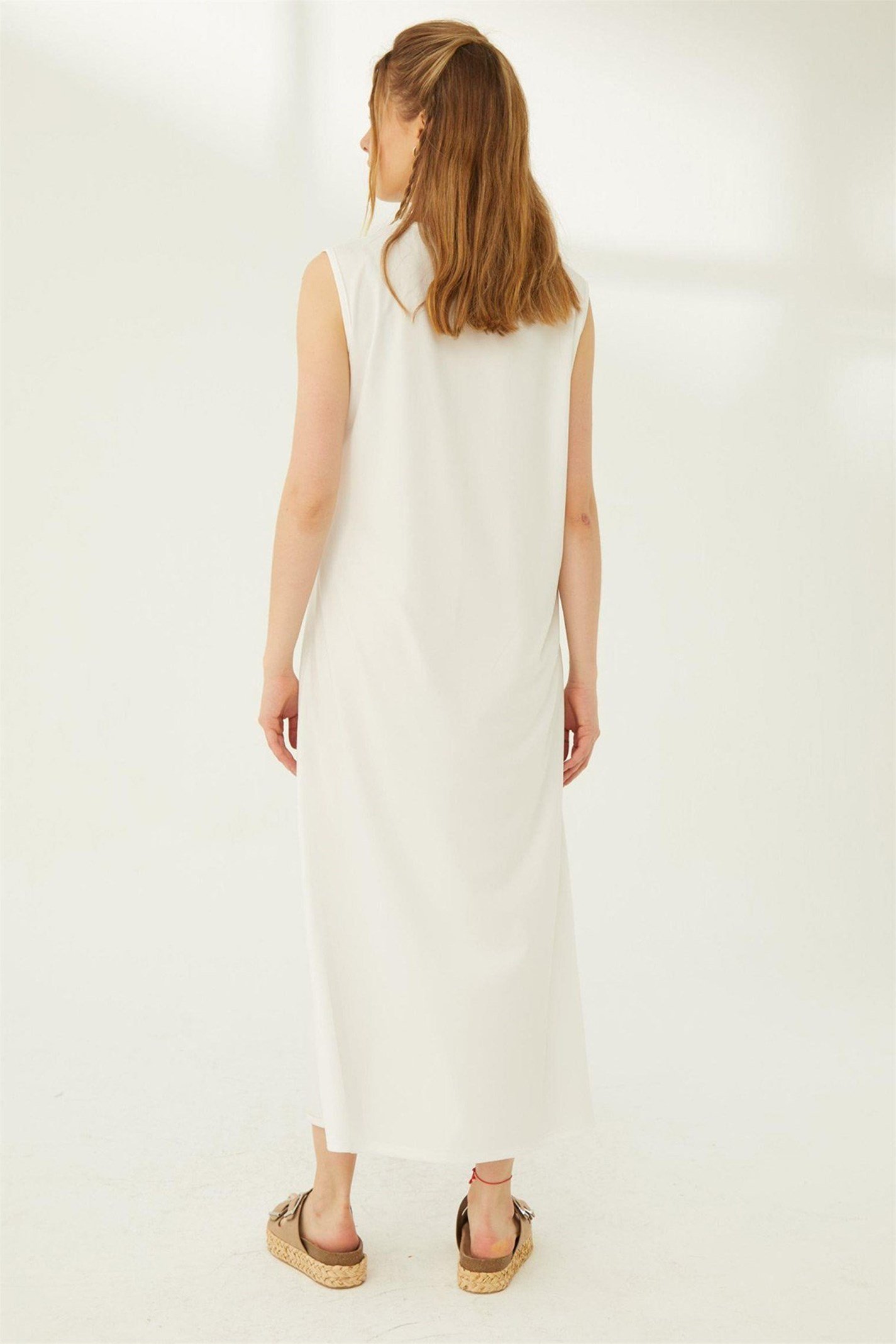 Beyaz Uzun Kolsuz Elbise Astarı | Suud Collection