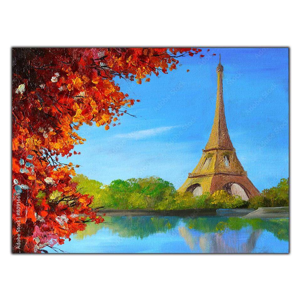 KIRMIZI YAPRAKLARIN ARKASINDAKİ EIFEL KULESİ  YAĞLI BOYA DOKULU TABLO ürününe, YAĞLI BOYA DOKULU TABLOLAR kategorisinden hemen satın alabilirsiniz.